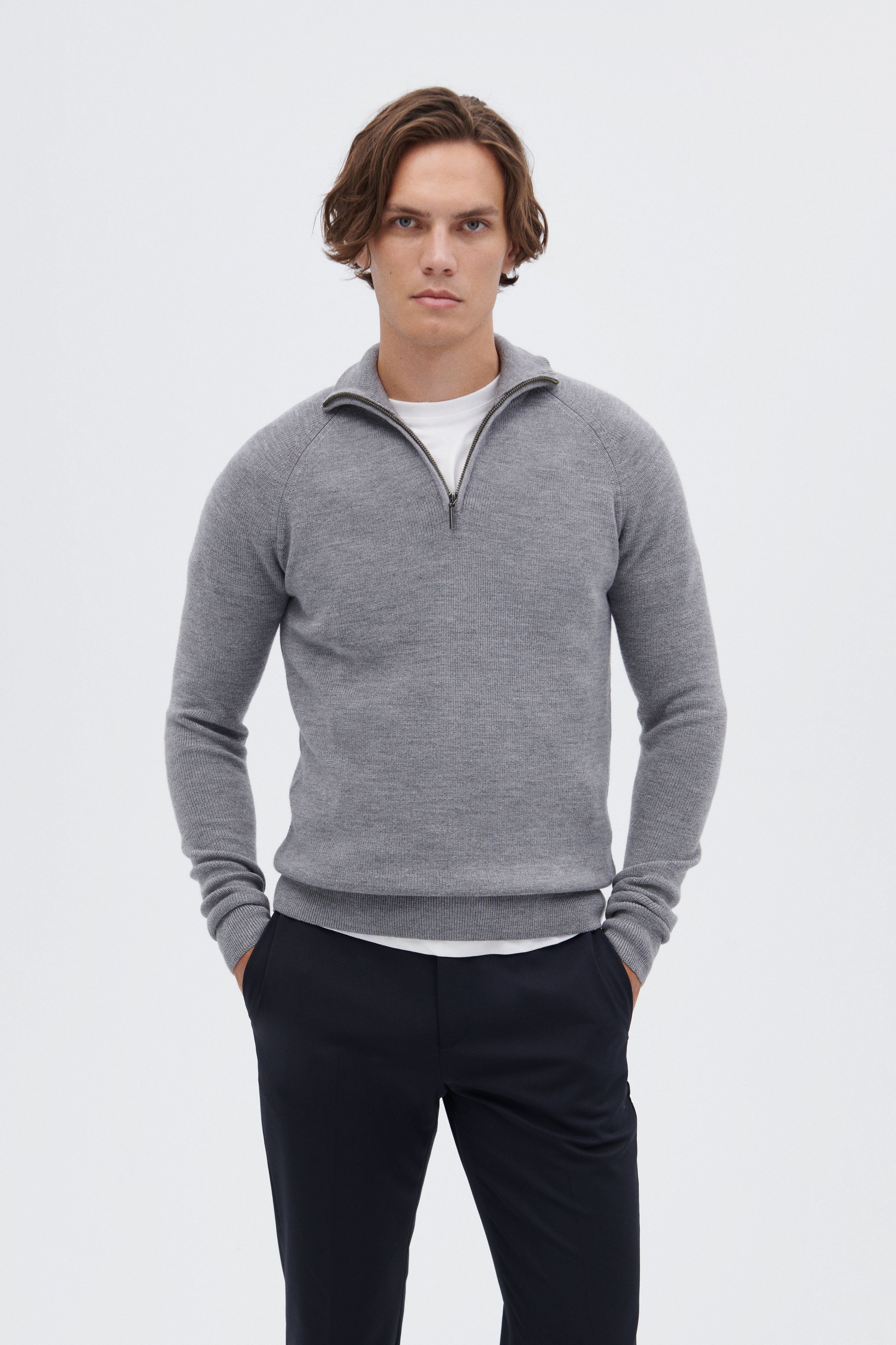 Extra Fine Merino Wool Troyer Sweater