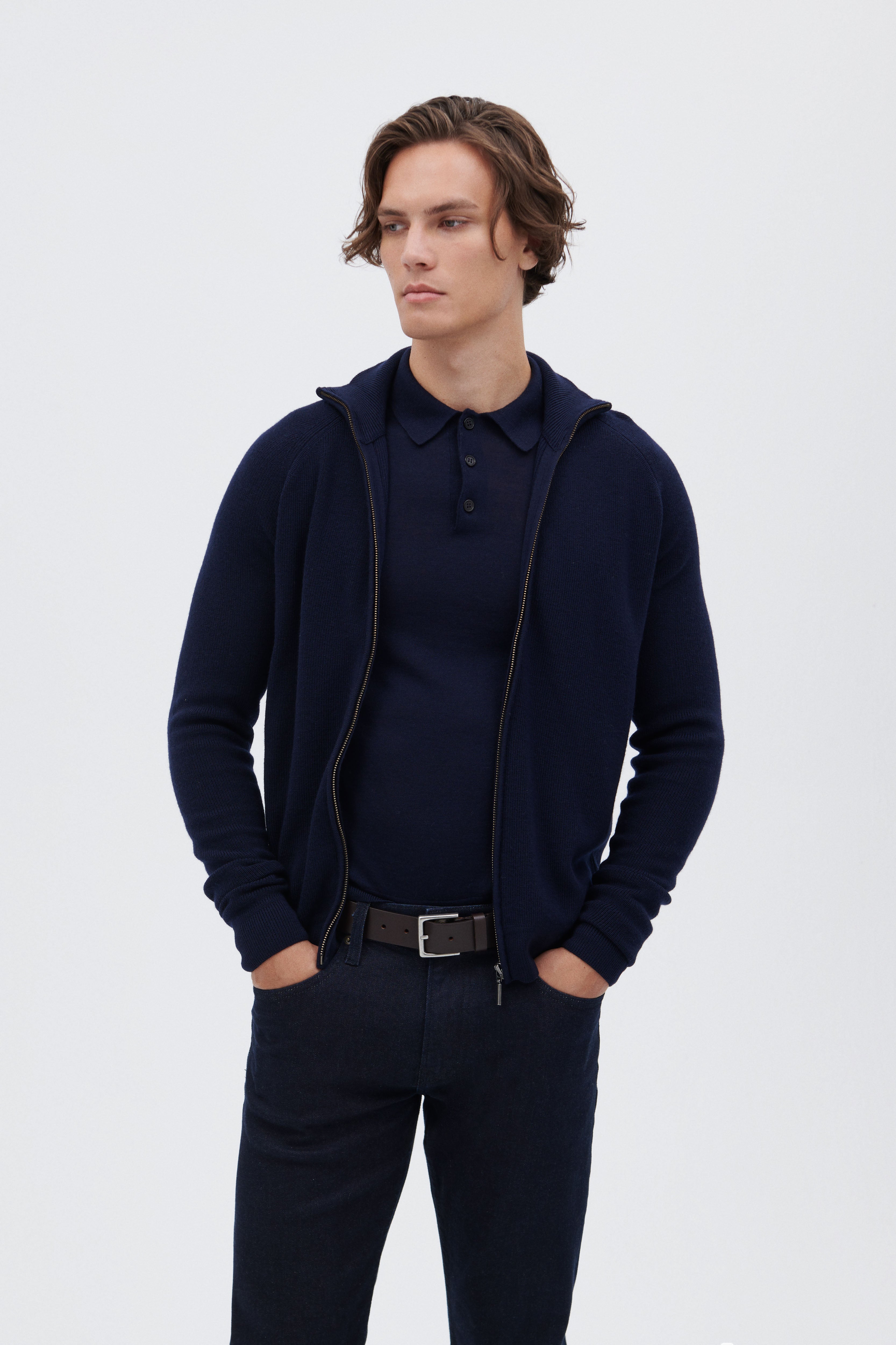 Extra Fine Merino Wool Zip-up Cardigan