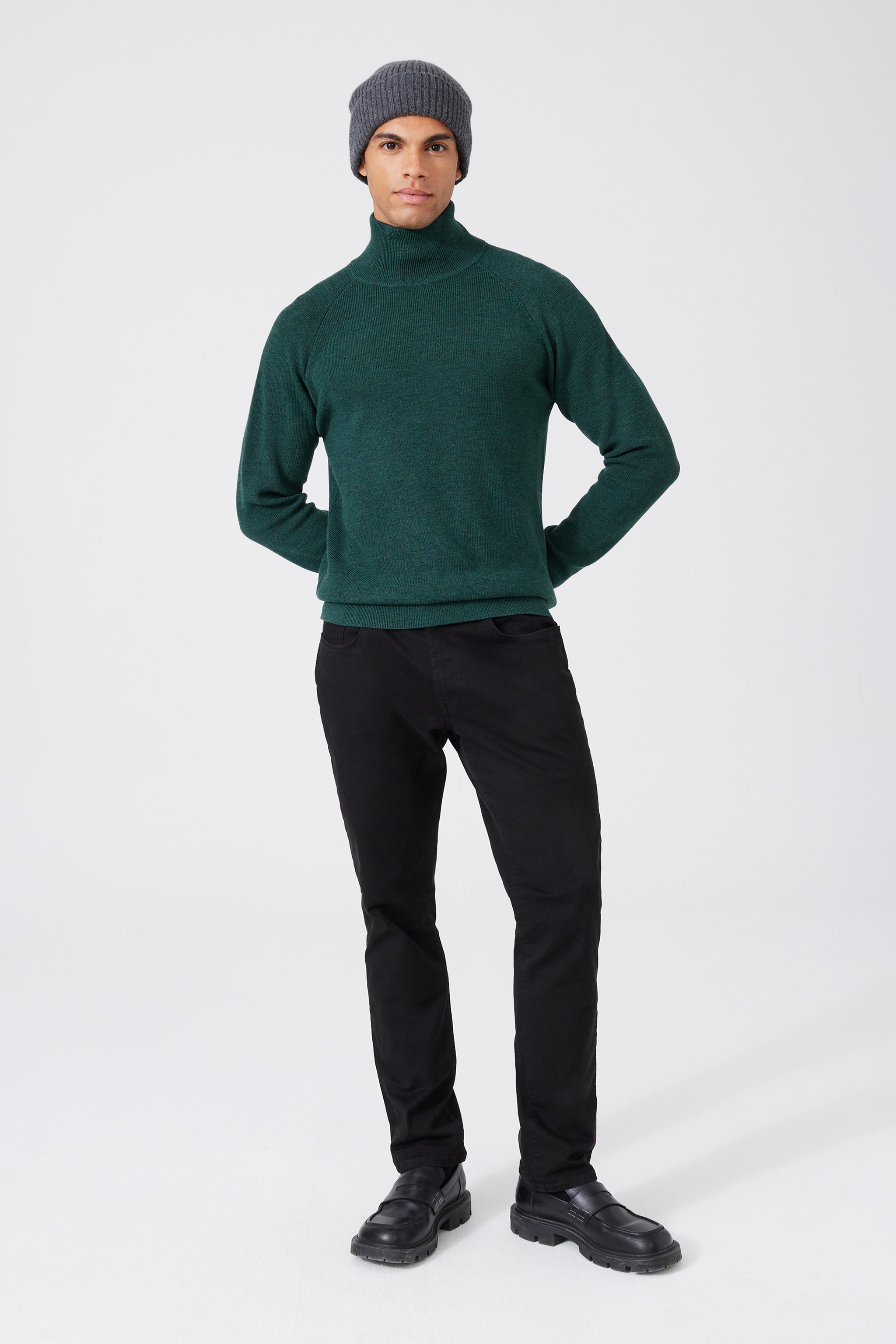 Extra Fine Merino Wool Mock Turtleneck Sweater