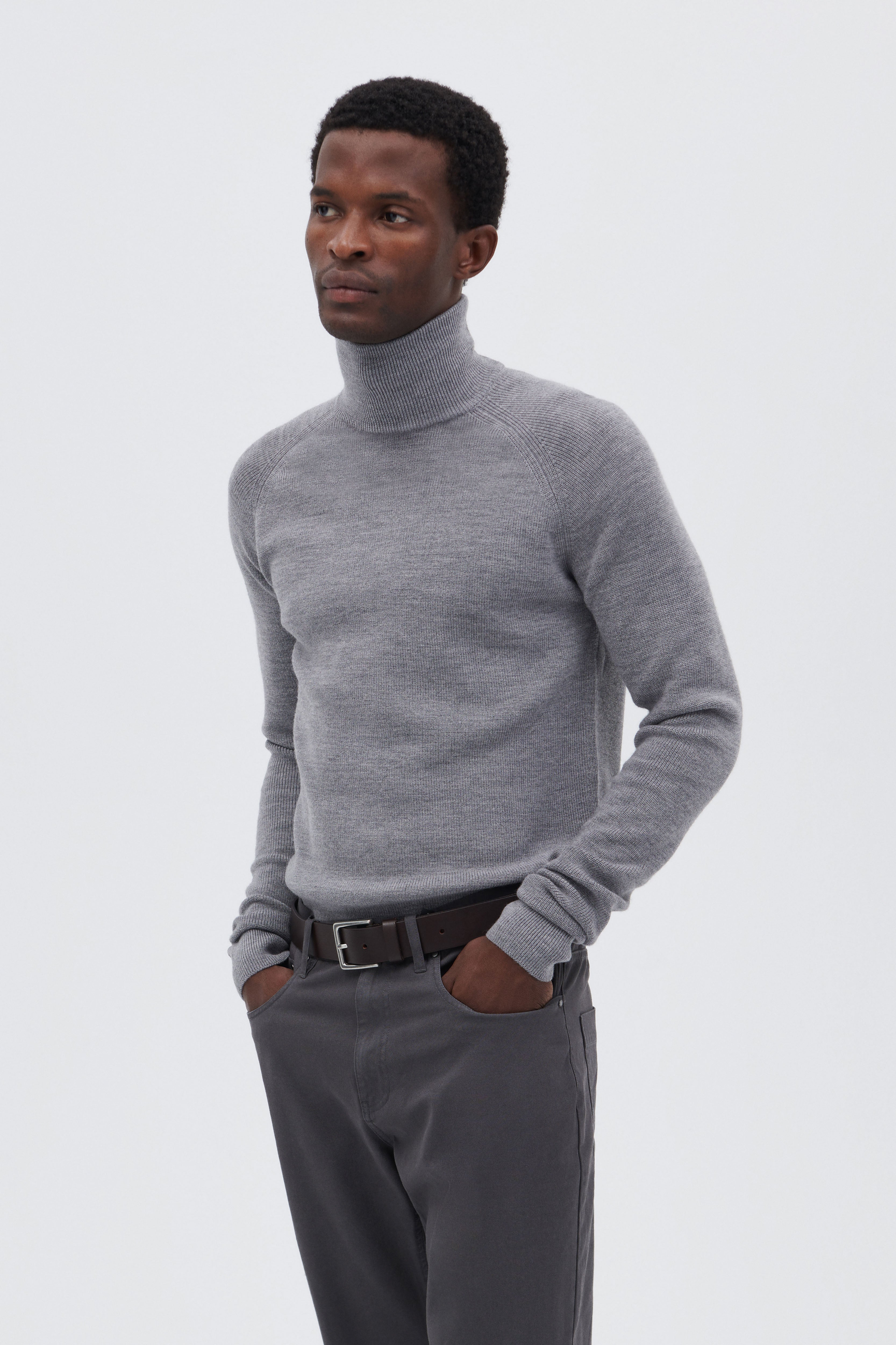 Extra Fine Merino Wool Mock Turtleneck Sweater