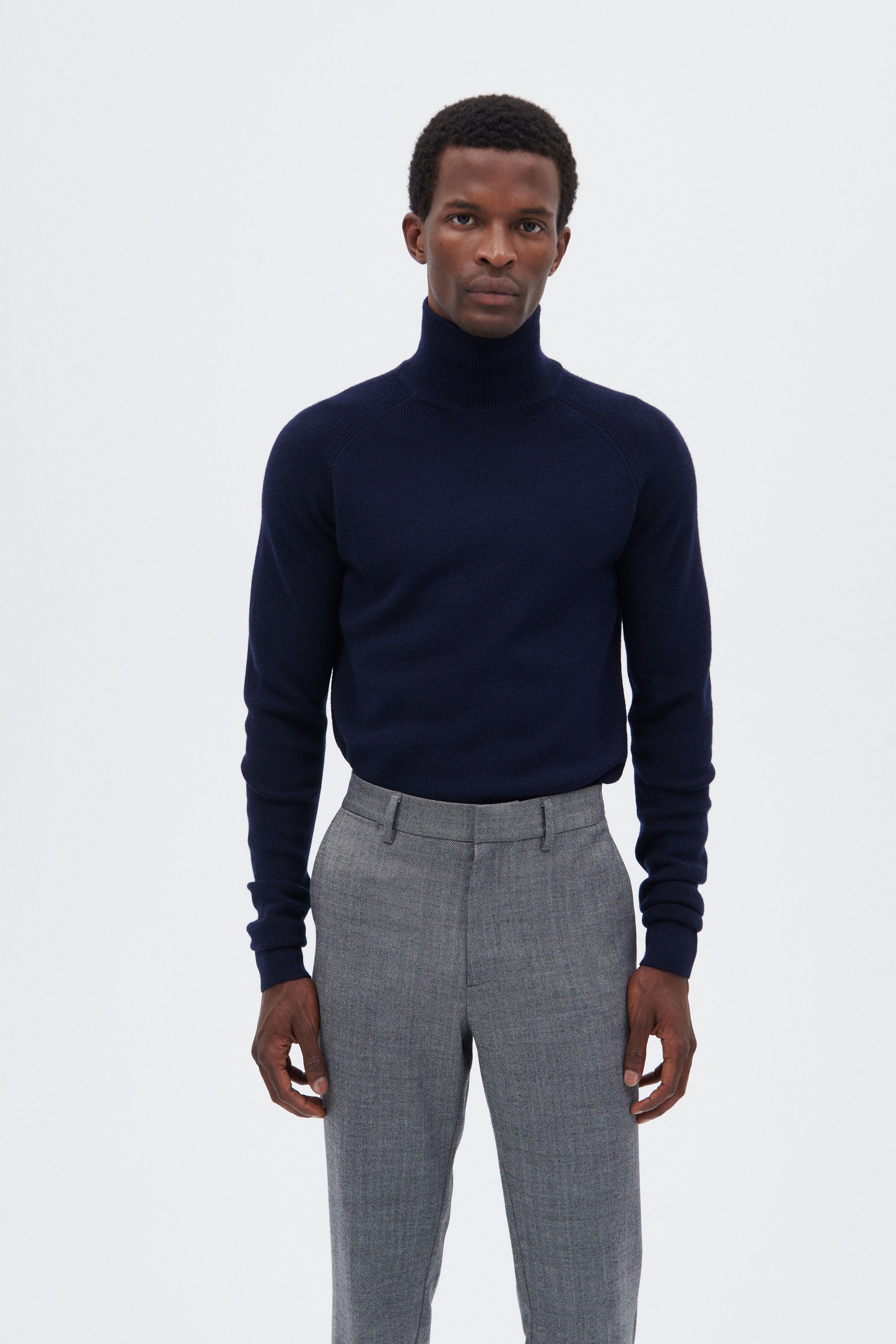 Extra Fine Merino Wool Mock Turtleneck Sweater