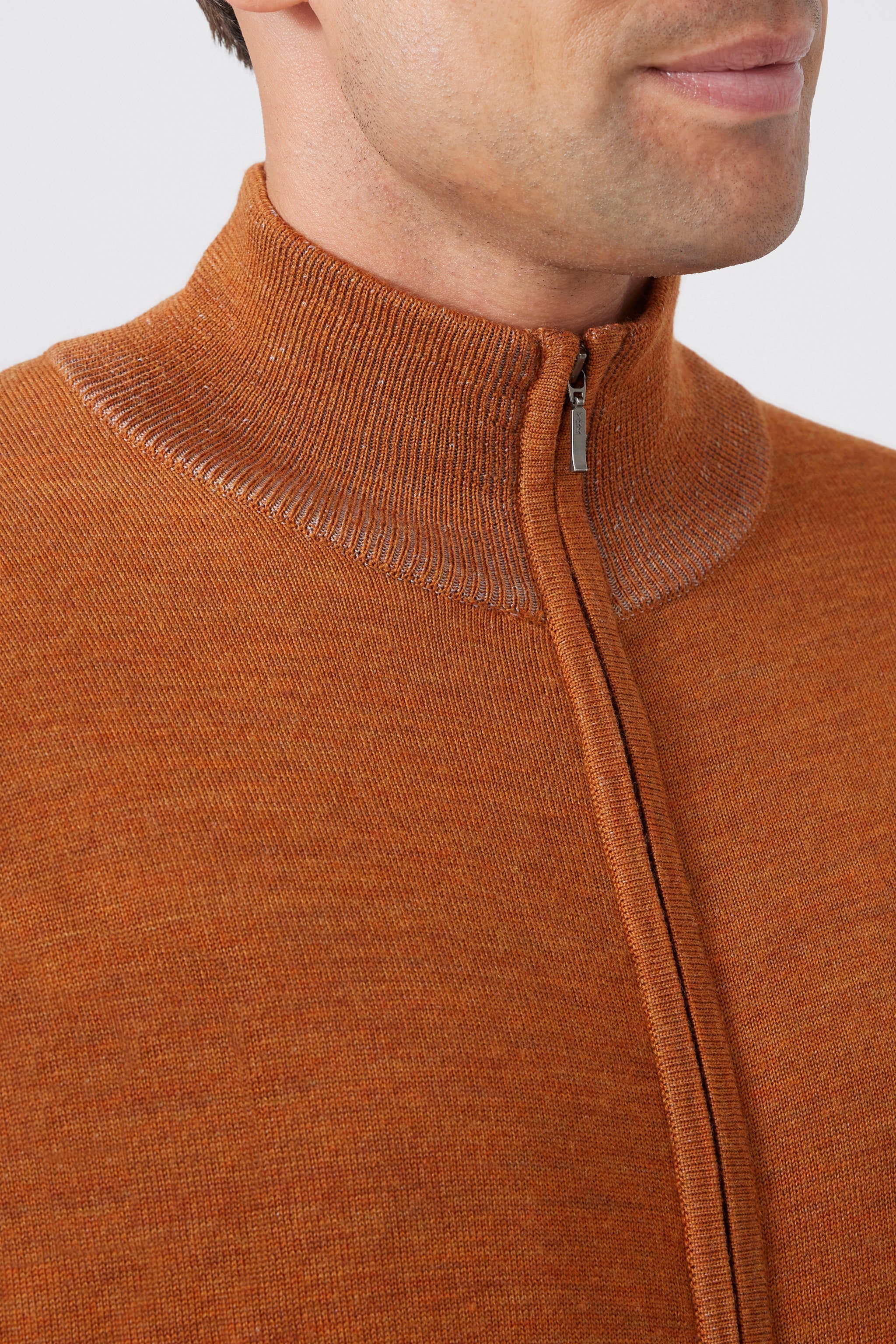 Merino-Cotton Full-Zip Cardigan