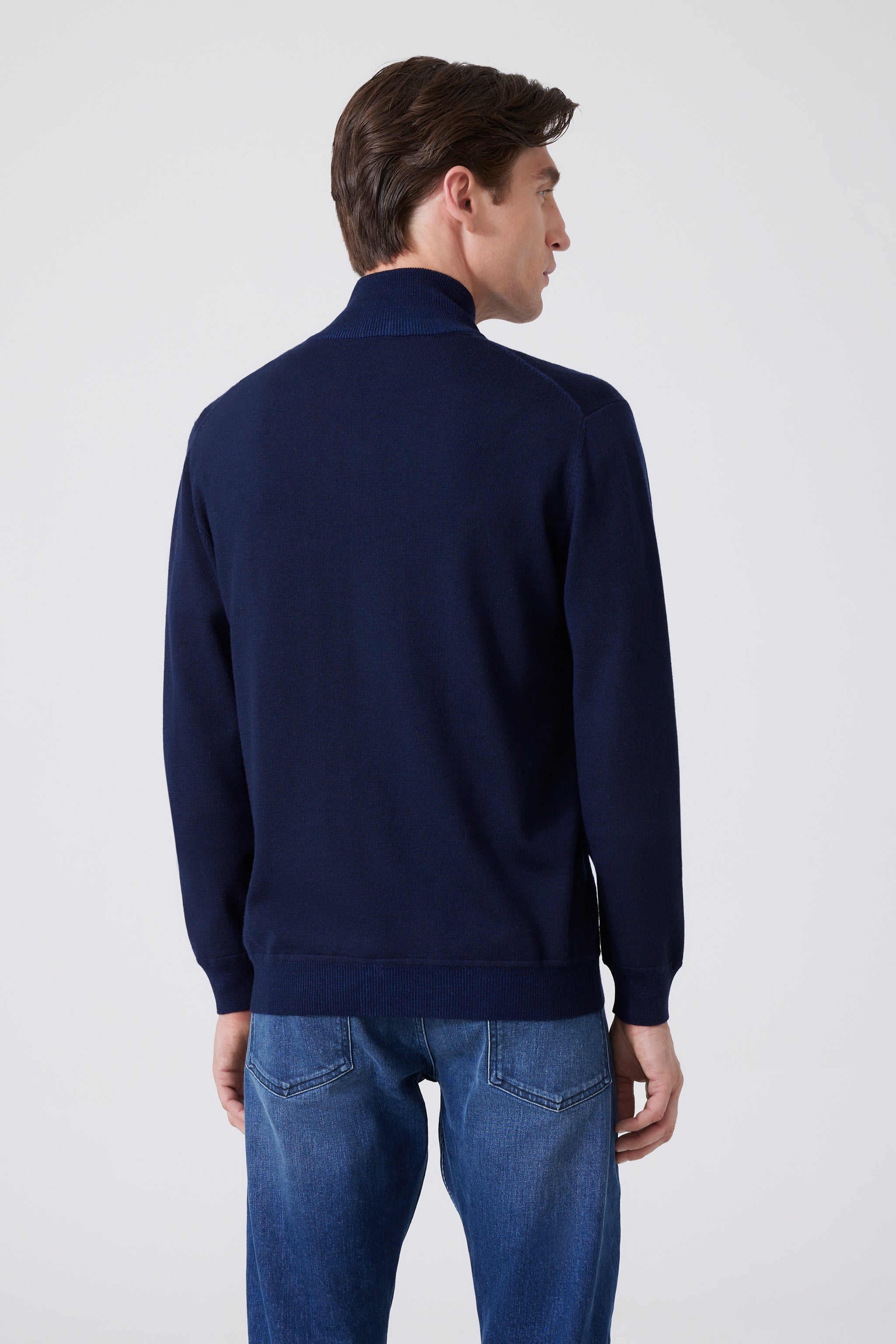 Merino-Cotton Full-Zip Cardigan