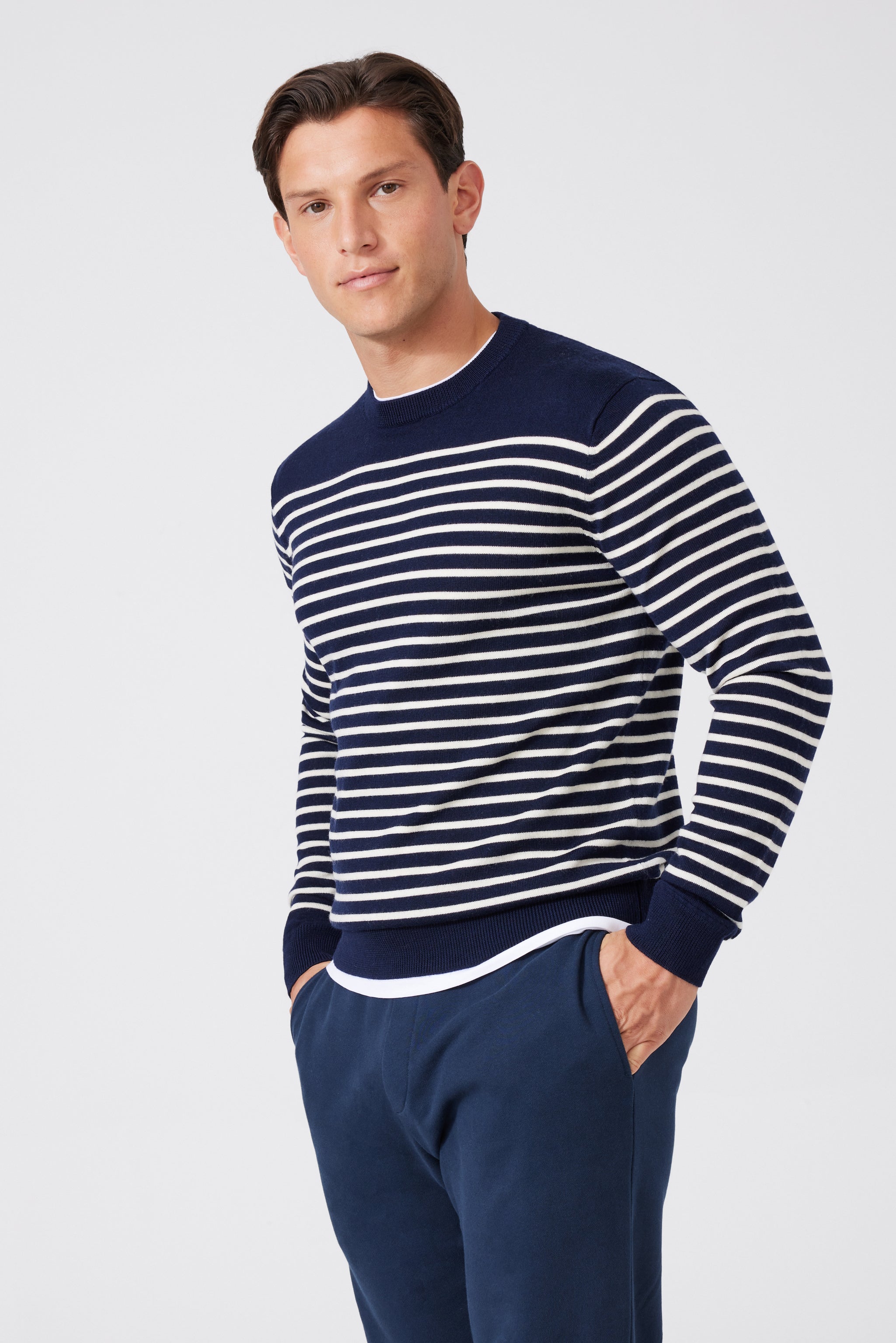 Extra Fine Merino Wool Multi-stripped Sweater