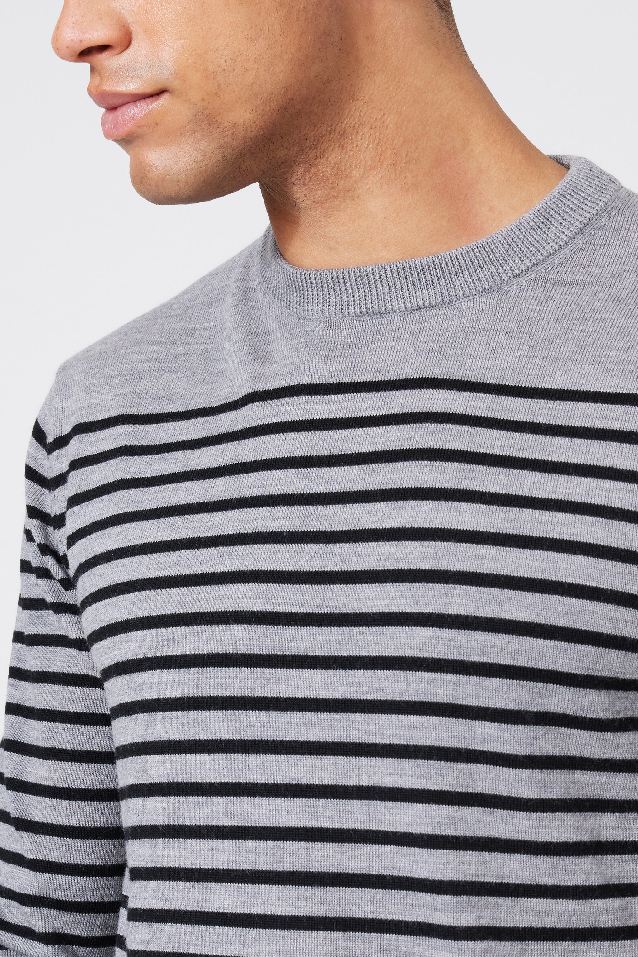 Extra Fine Merino Wool Multi-stripped Sweater