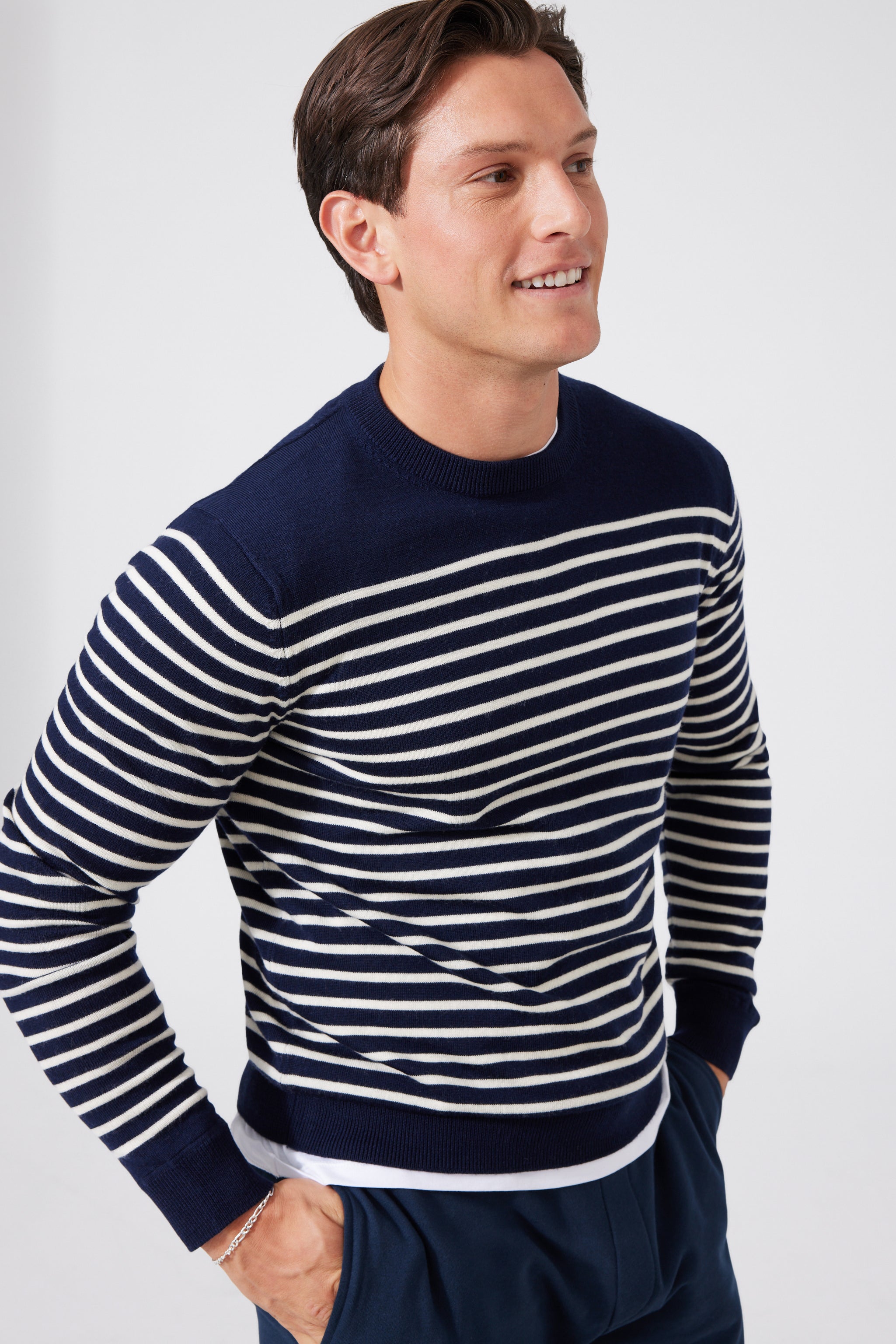 Extra Fine Merino Wool Multi-stripped Sweater