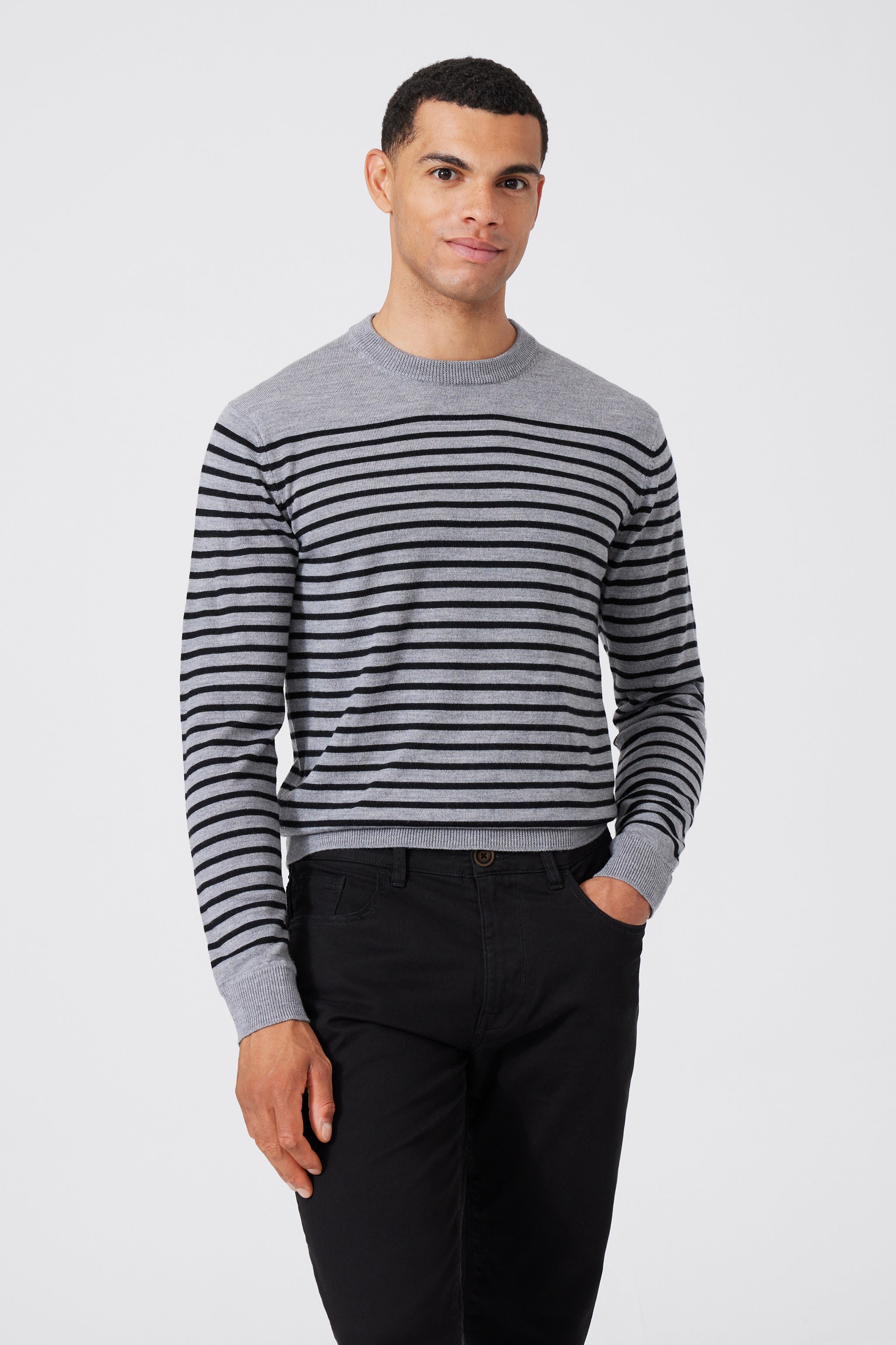 Extra Fine Merino Wool Multi-stripped Sweater