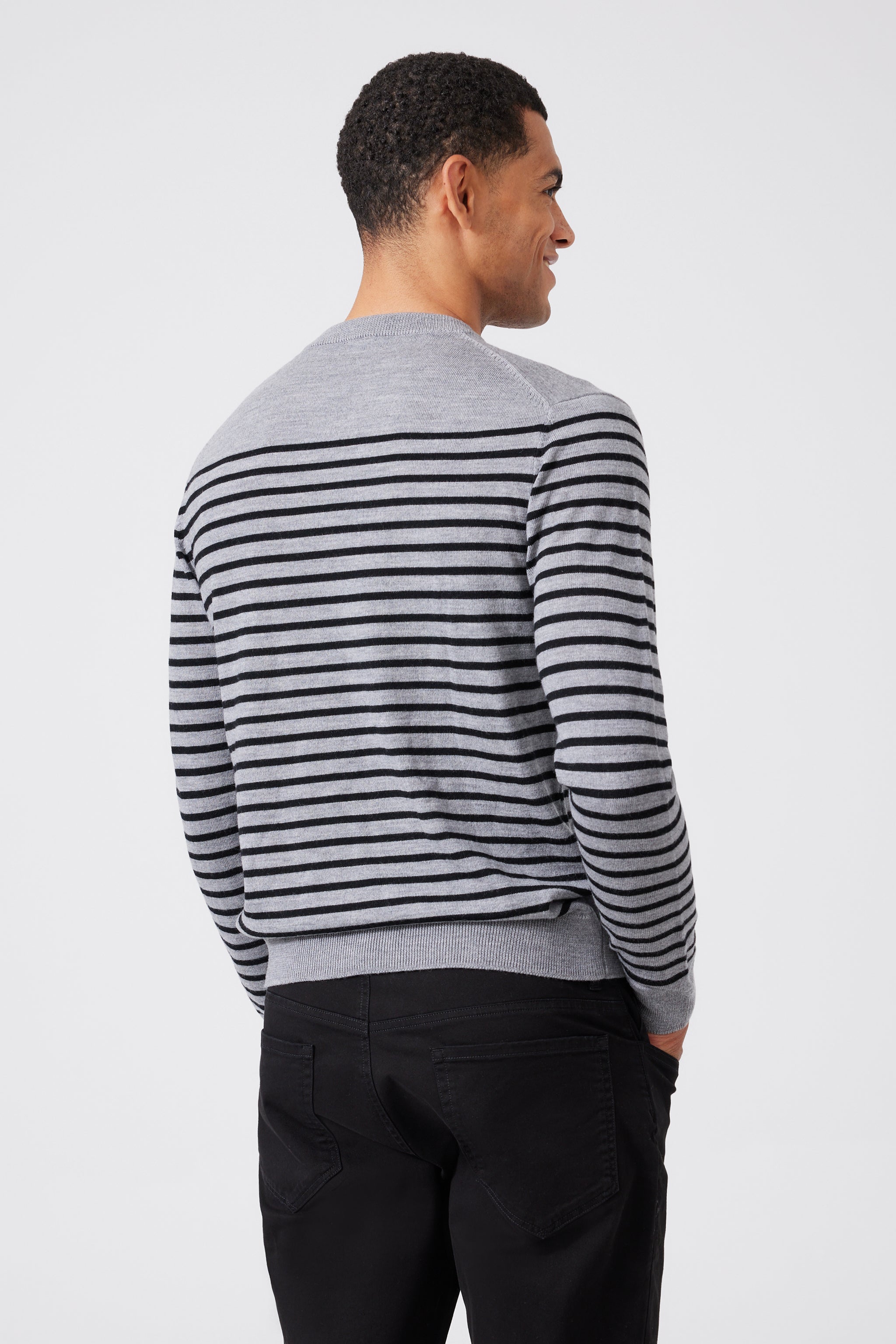 Extra Fine Merino Wool Multi-stripped Sweater