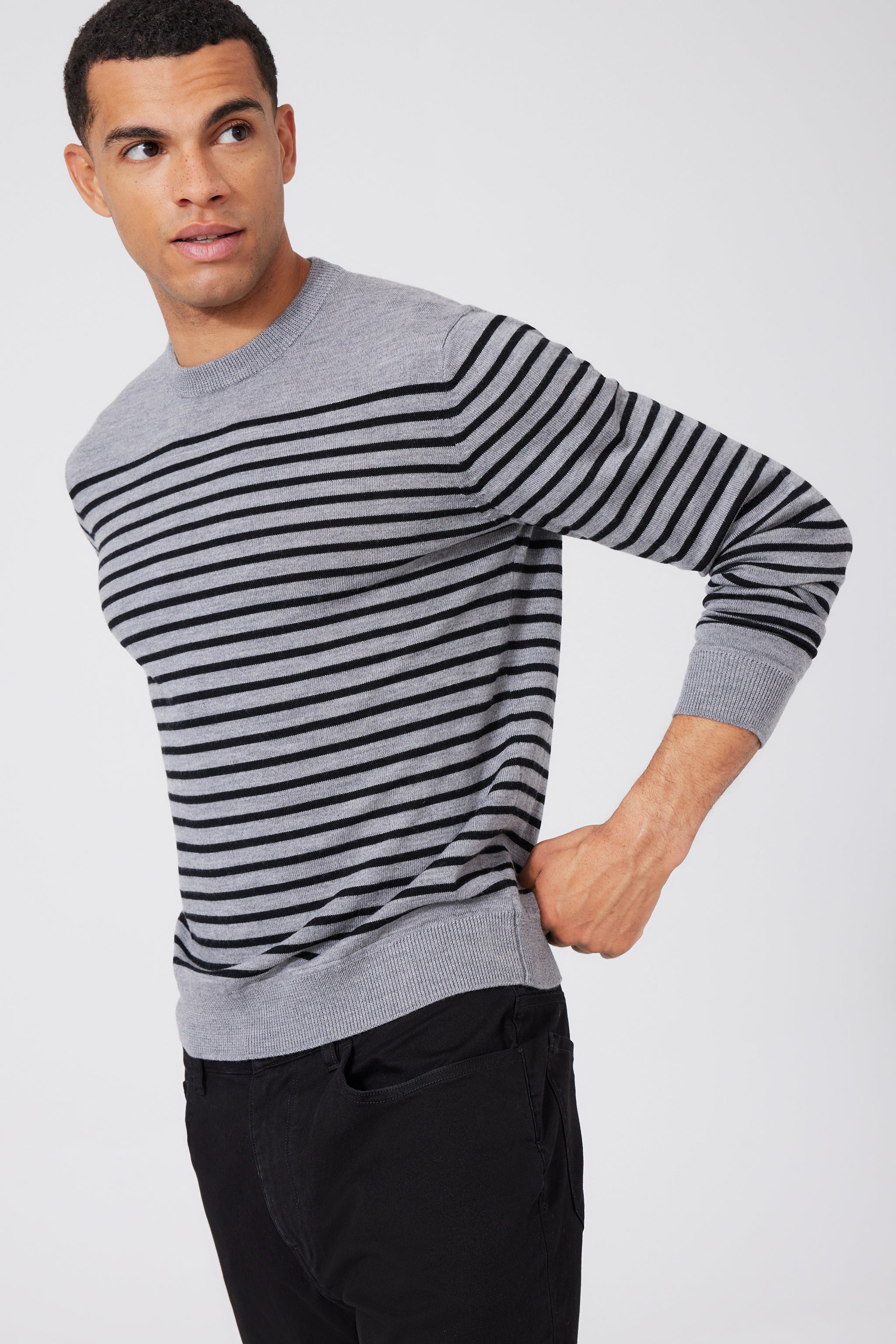 Extra Fine Merino Wool Multi-stripped Sweater