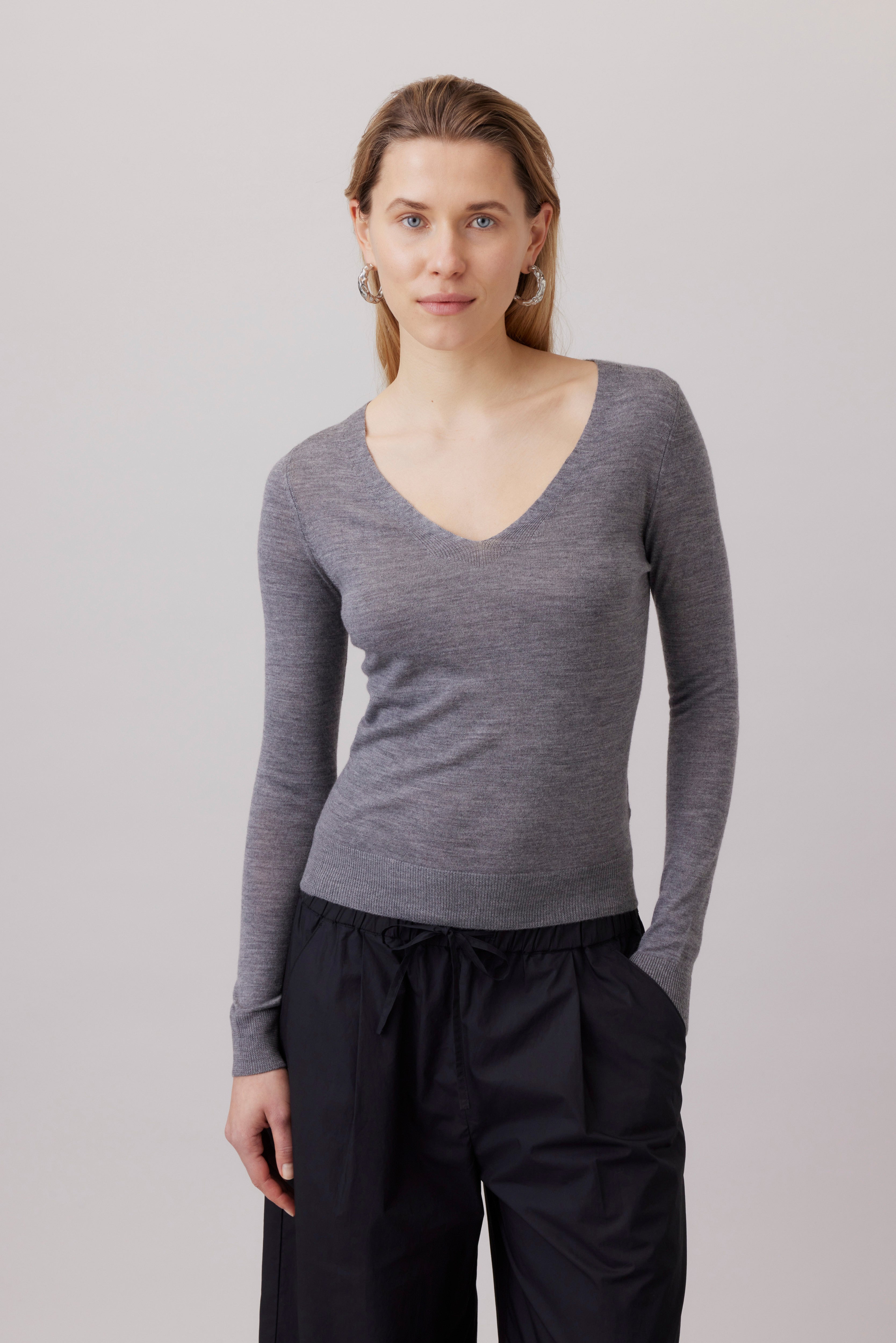 V-Pullover aus Merinowolle