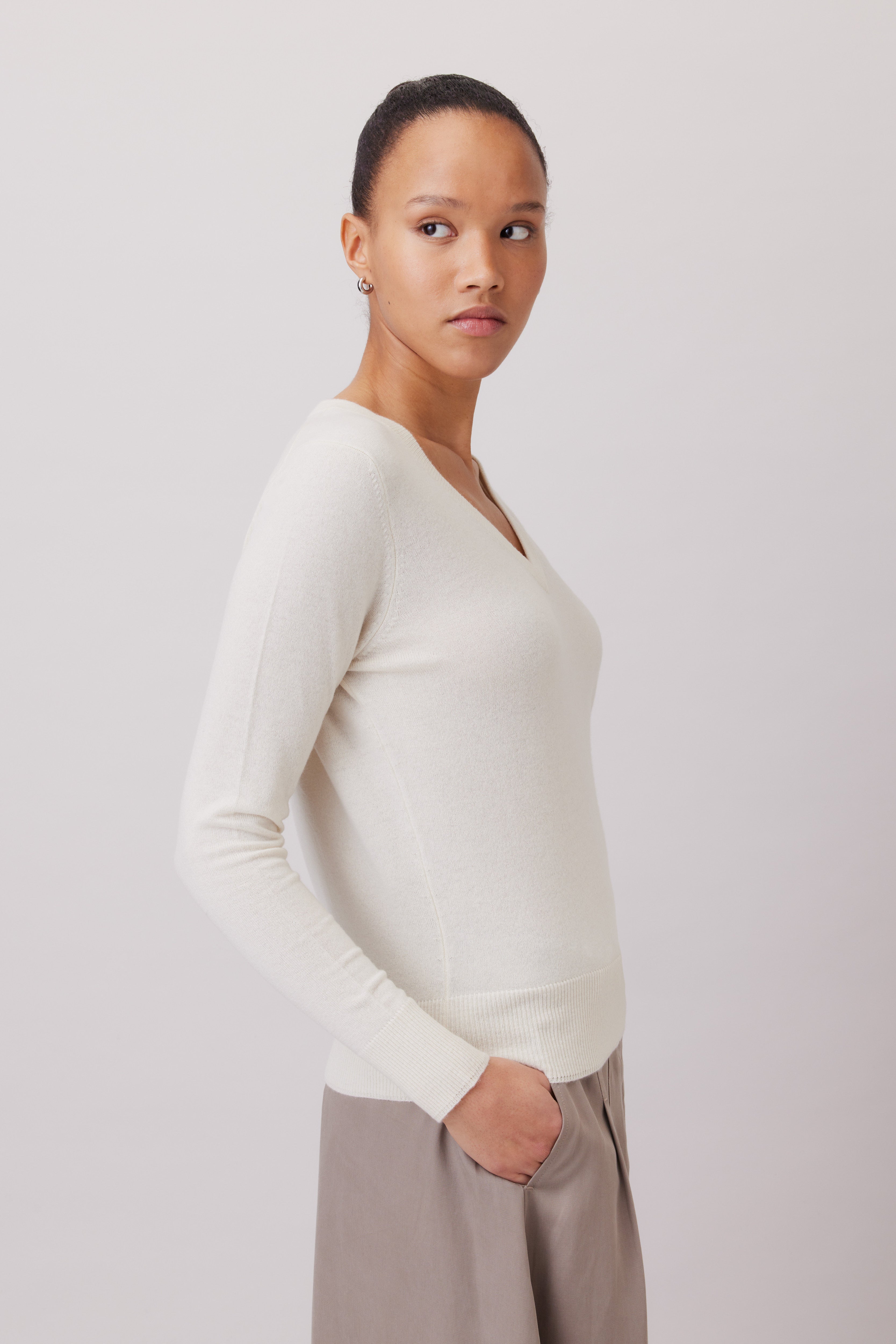 V-Pullover aus Cashmere