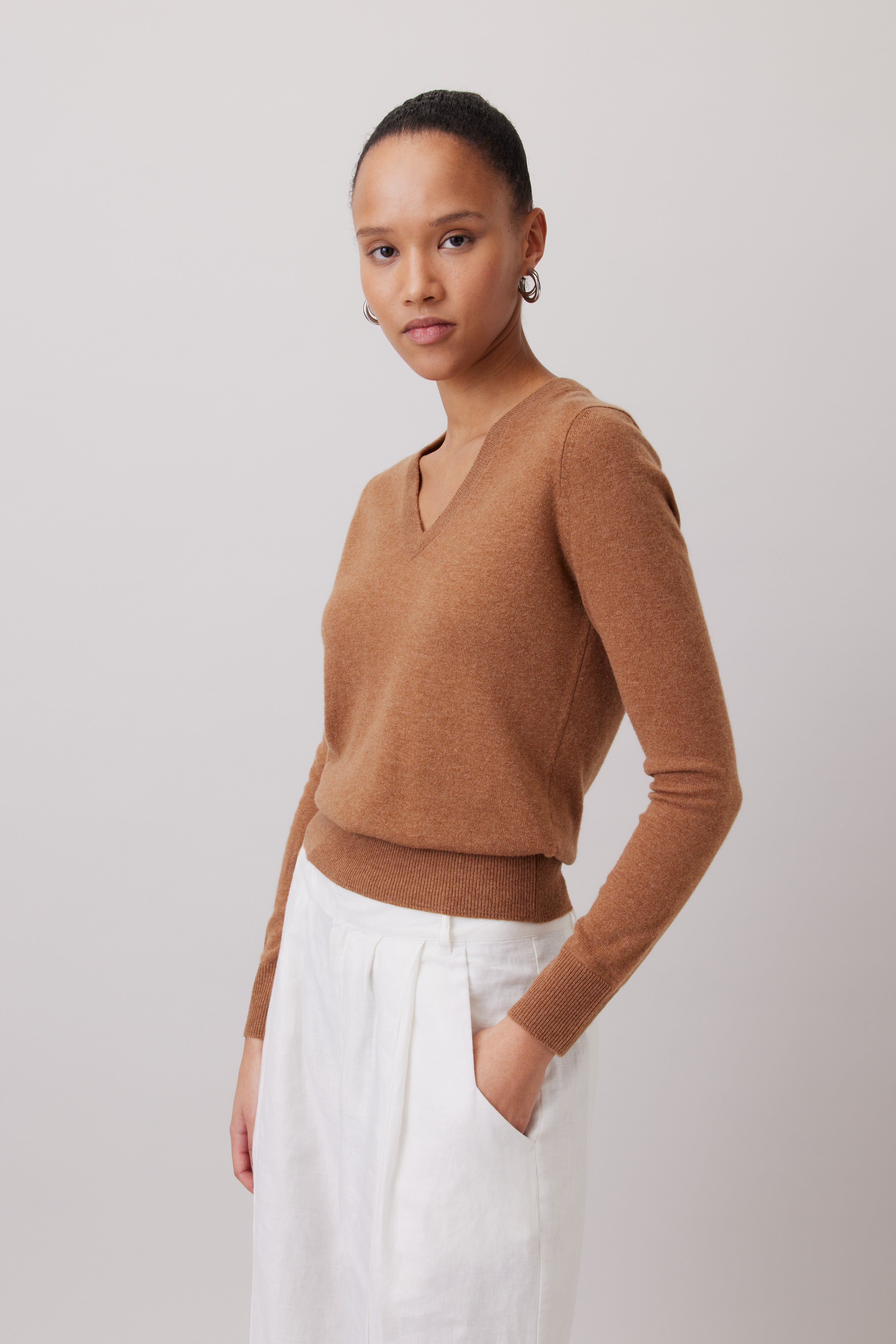 V-Pullover aus Cashmere