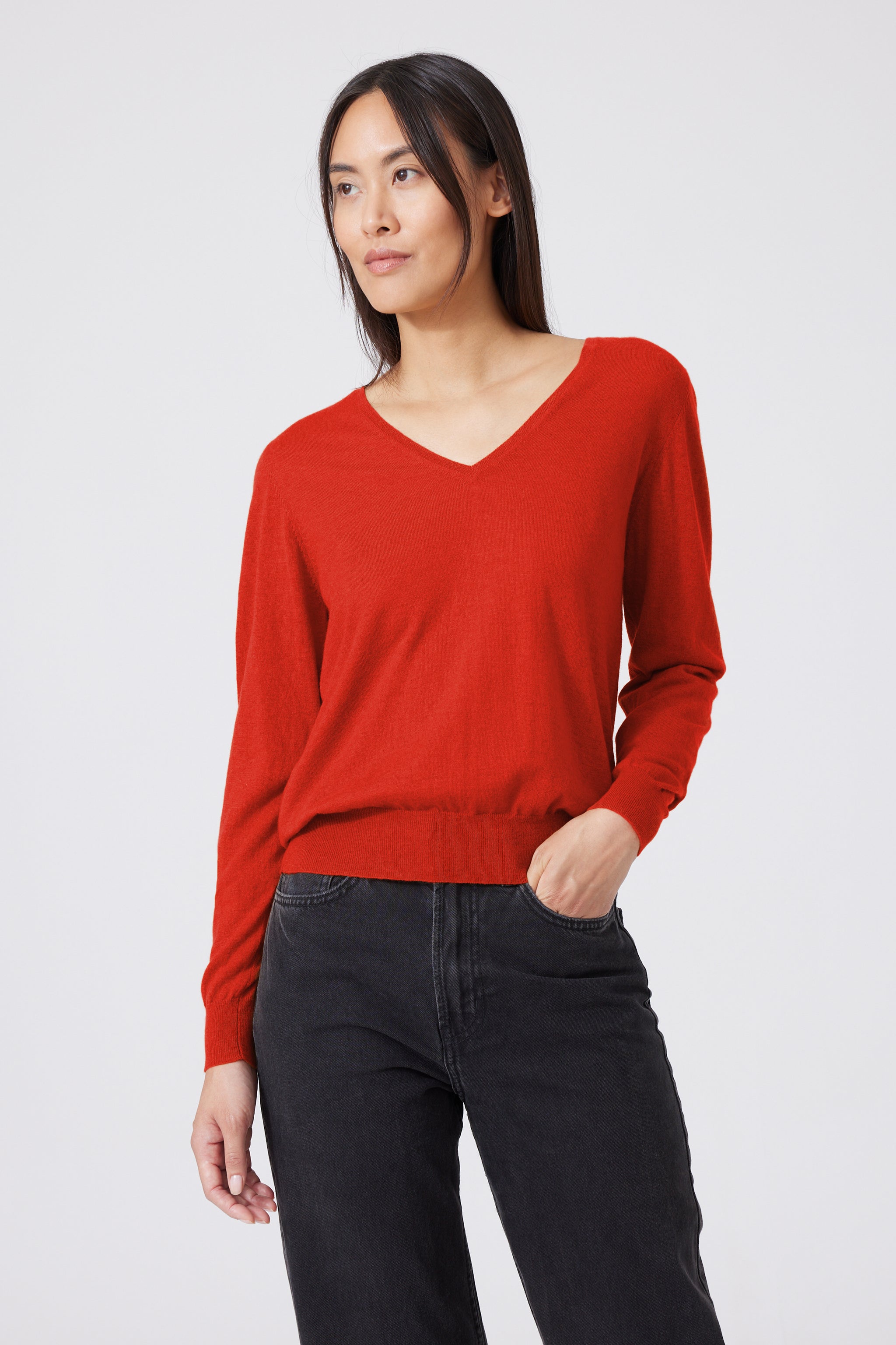 V-Pullover aus leichtem Cashmere