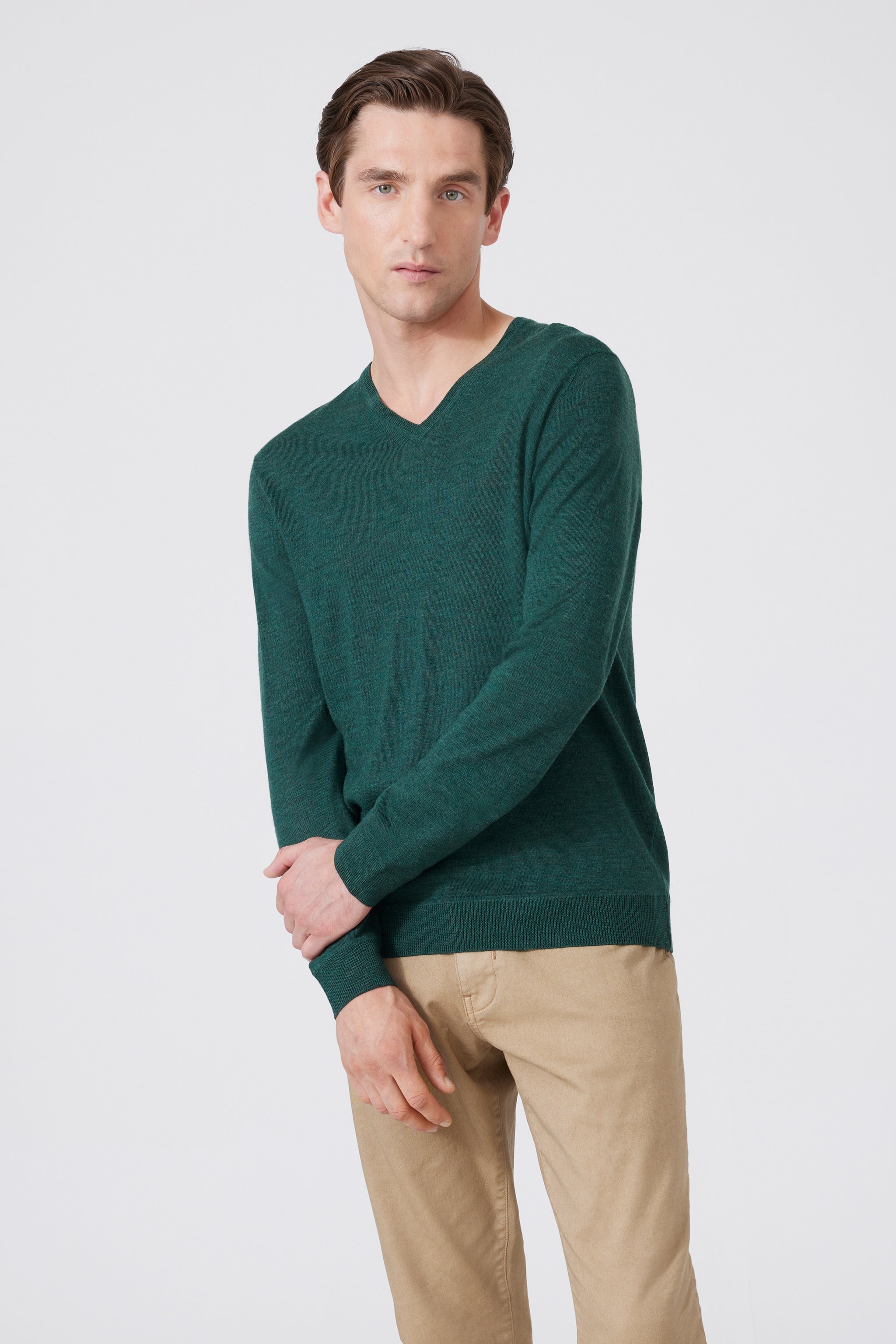 Extra Fine Merino Wool V-neck Sweater