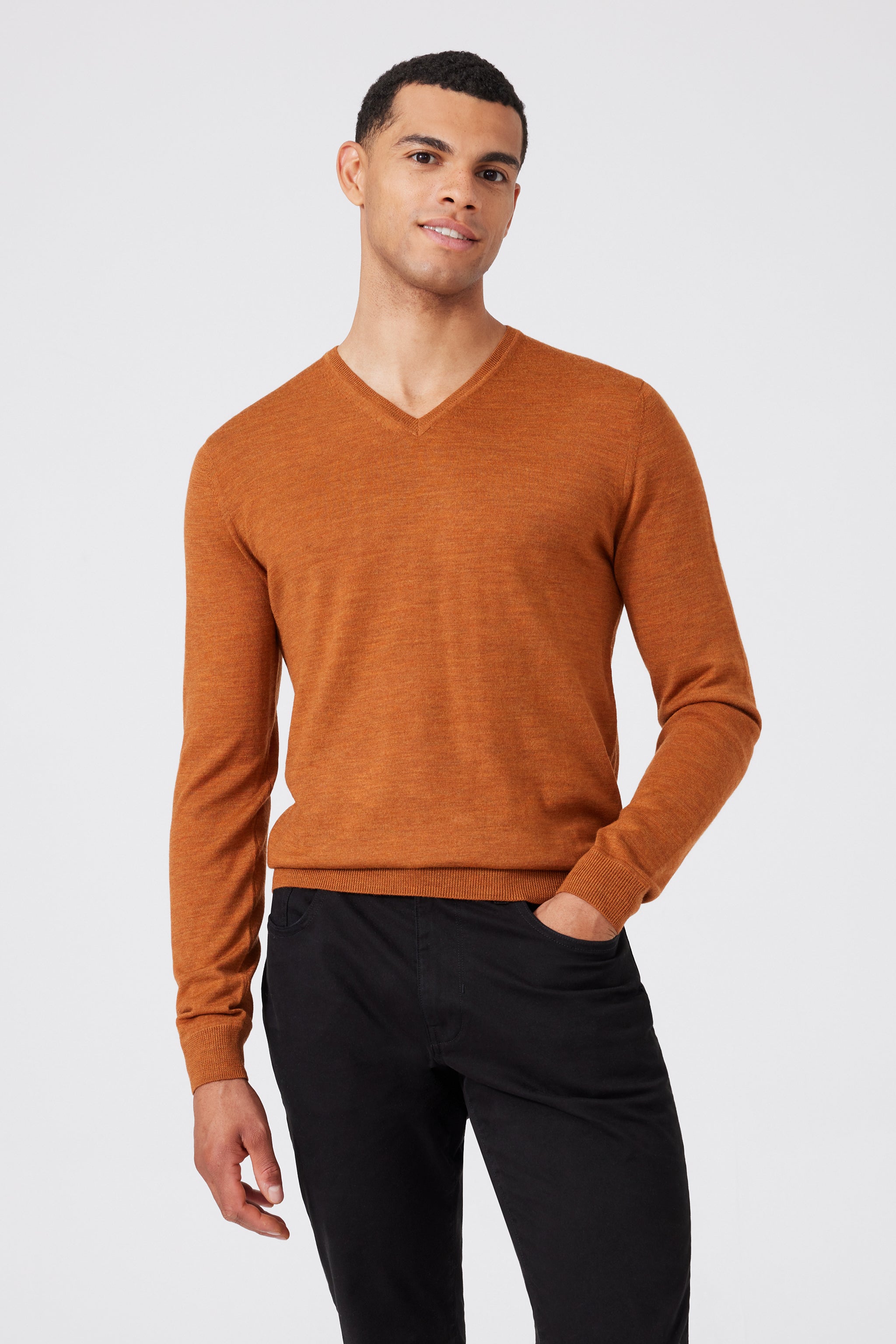 Extra Fine Merino Wool V-neck Sweater