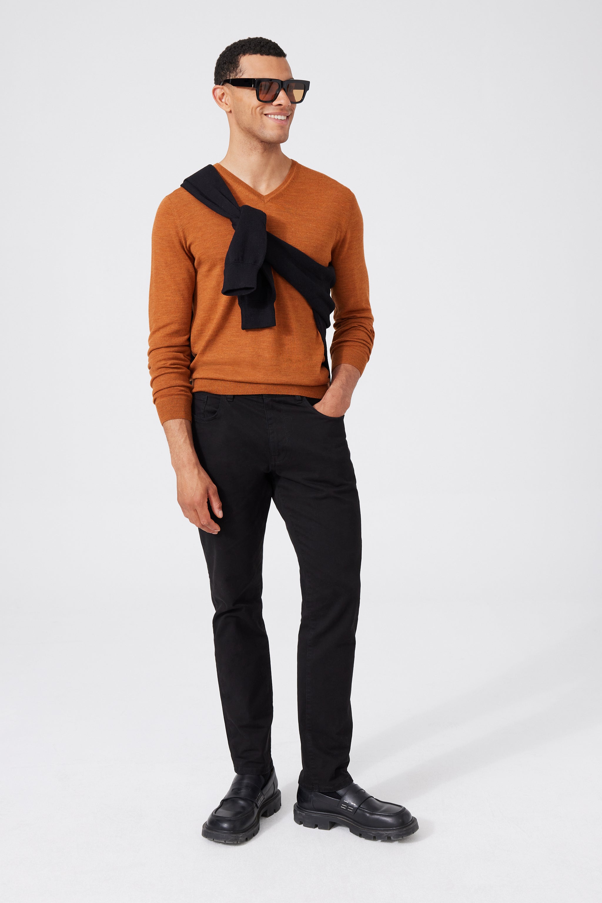 Extra Fine Merino Wool V-neck Sweater