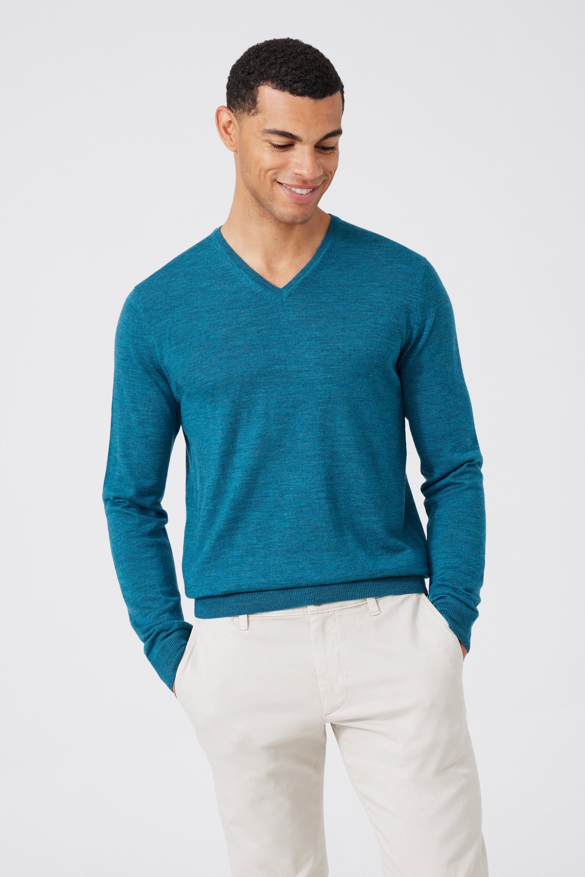 Extra Fine Merino Wool V-neck Sweater