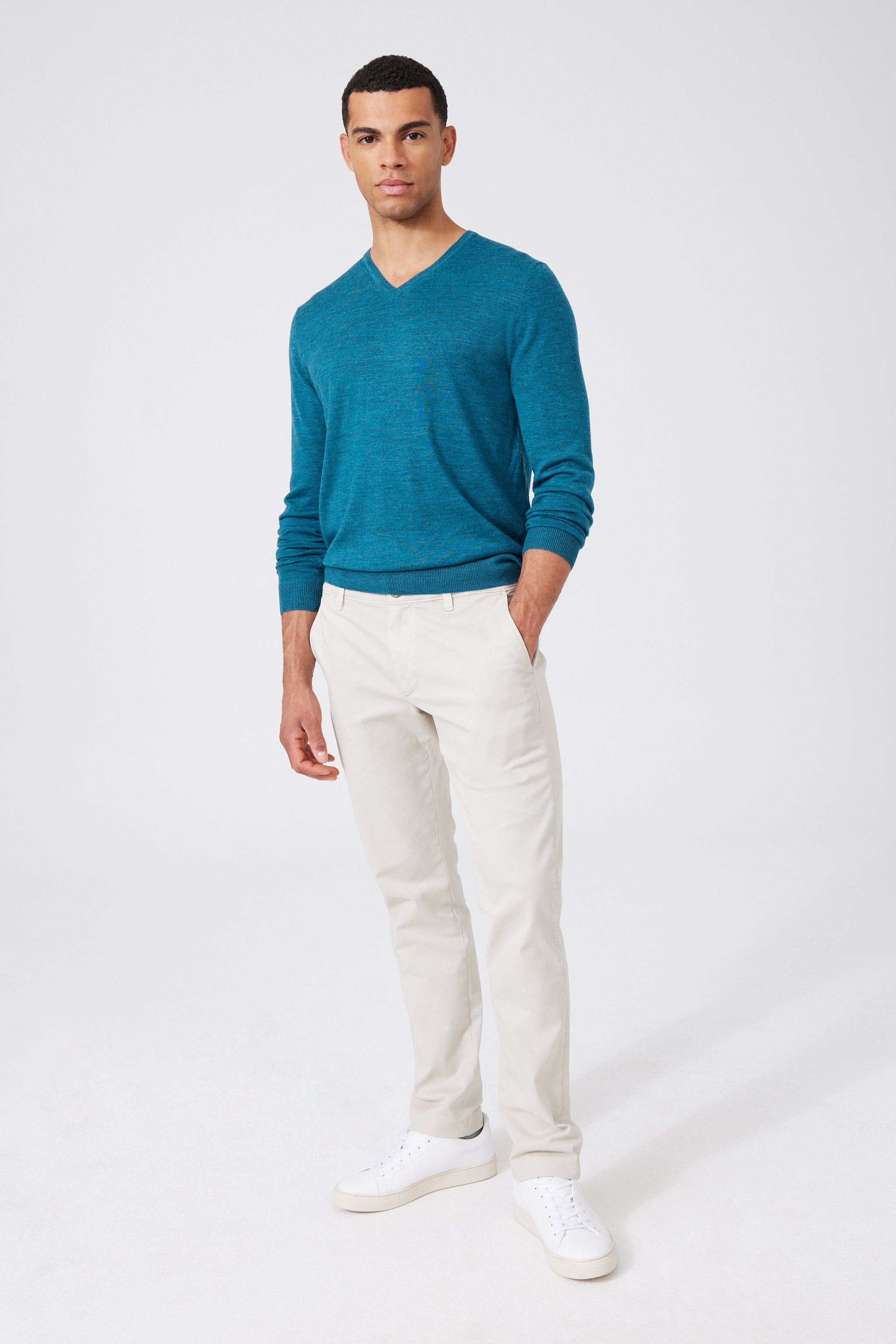 Extra Fine Merino Wool V-neck Sweater