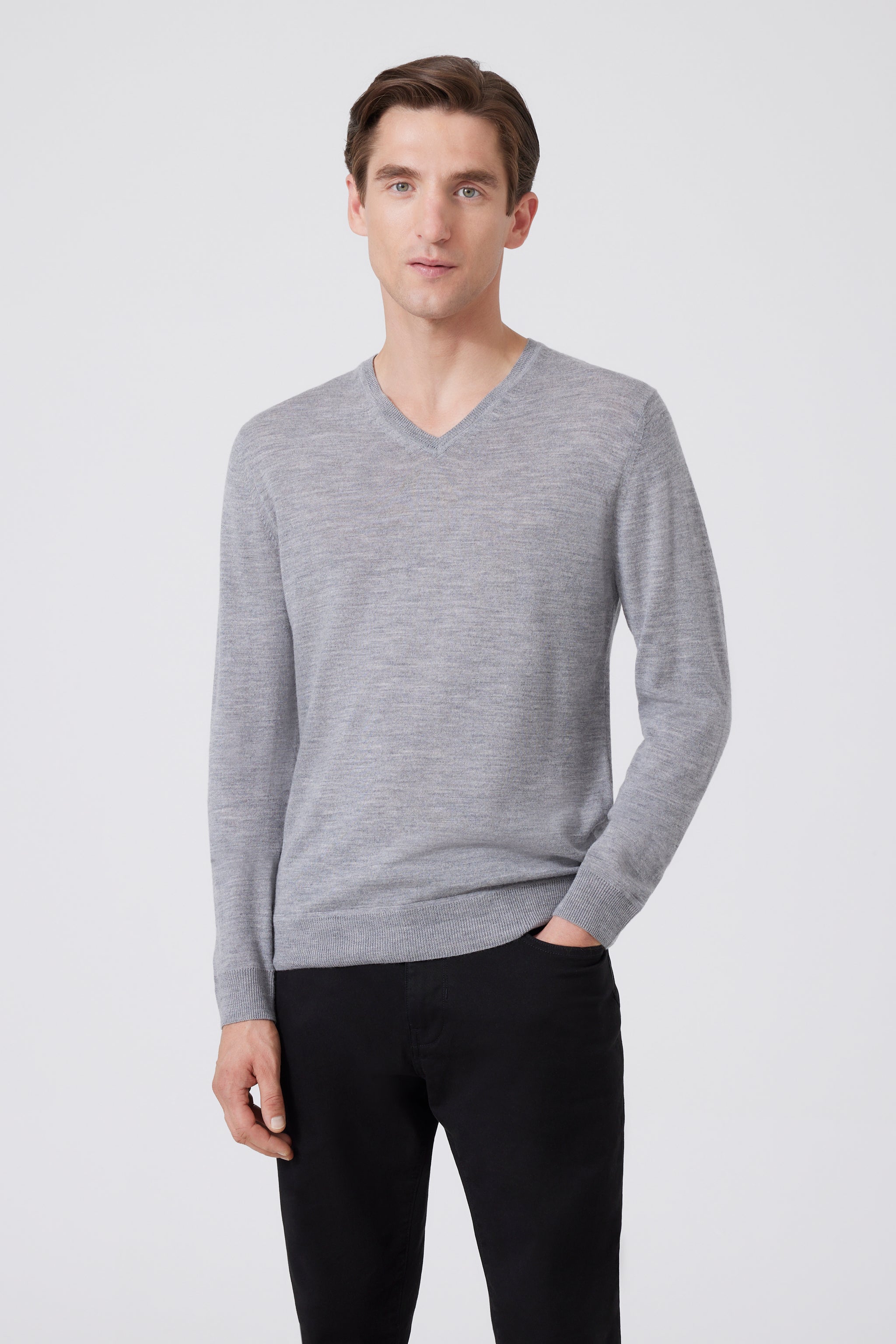 V-Pullover aus Merinowolle