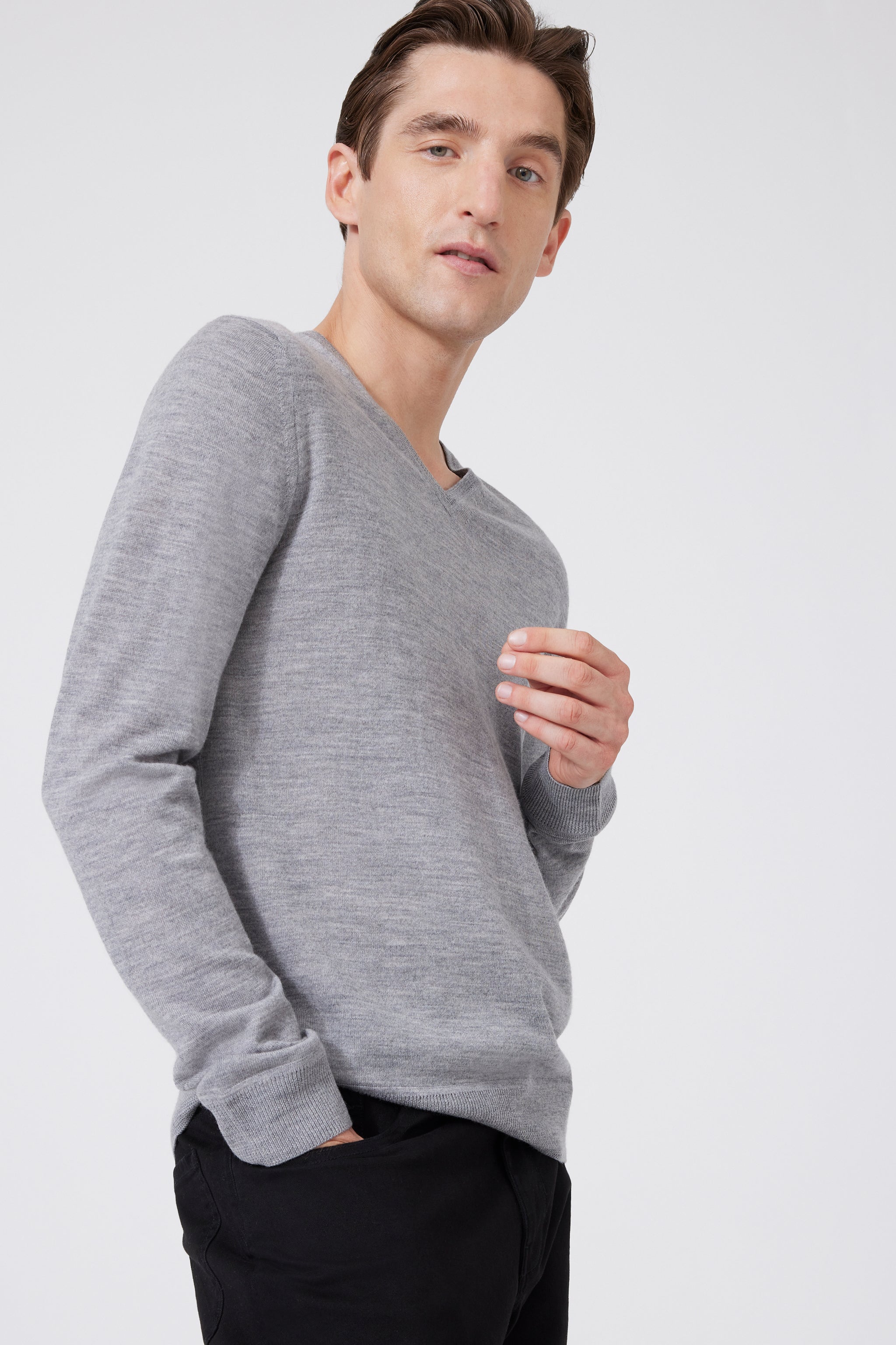 Extra Fine Merino Wool V-neck Sweater