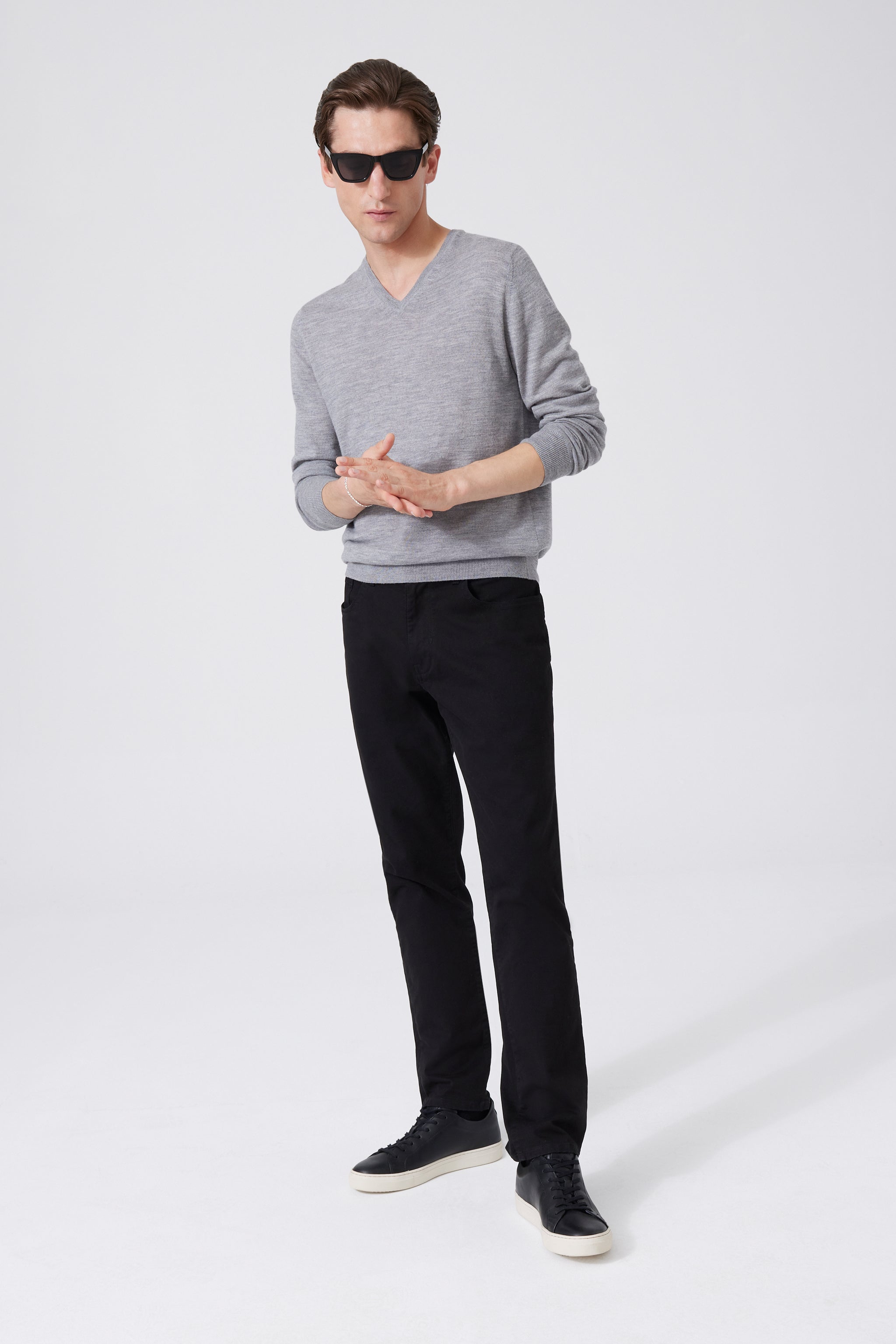 Extra Fine Merino Wool V-neck Sweater