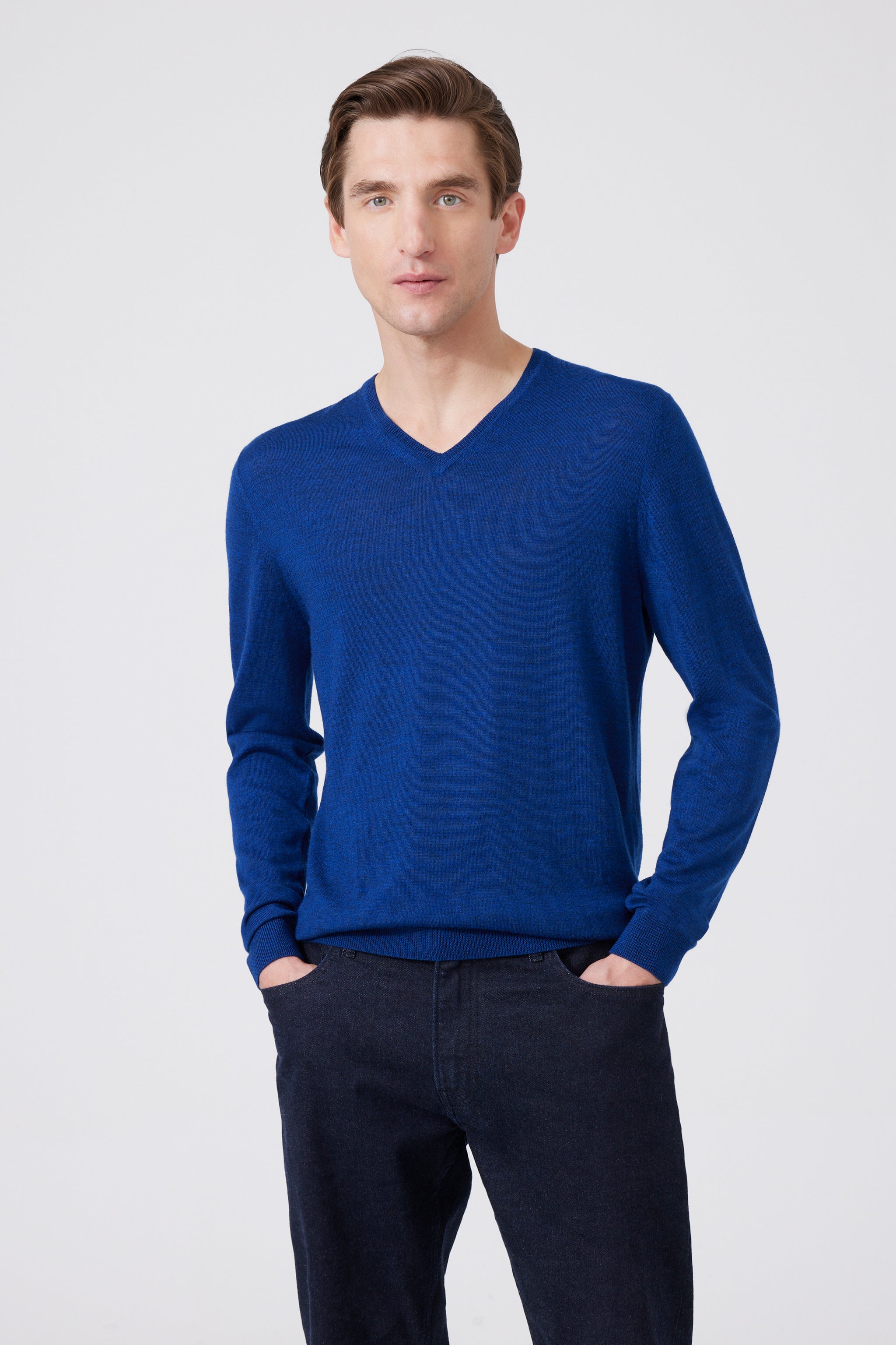 Extra Fine Merino Wool V-neck Sweater