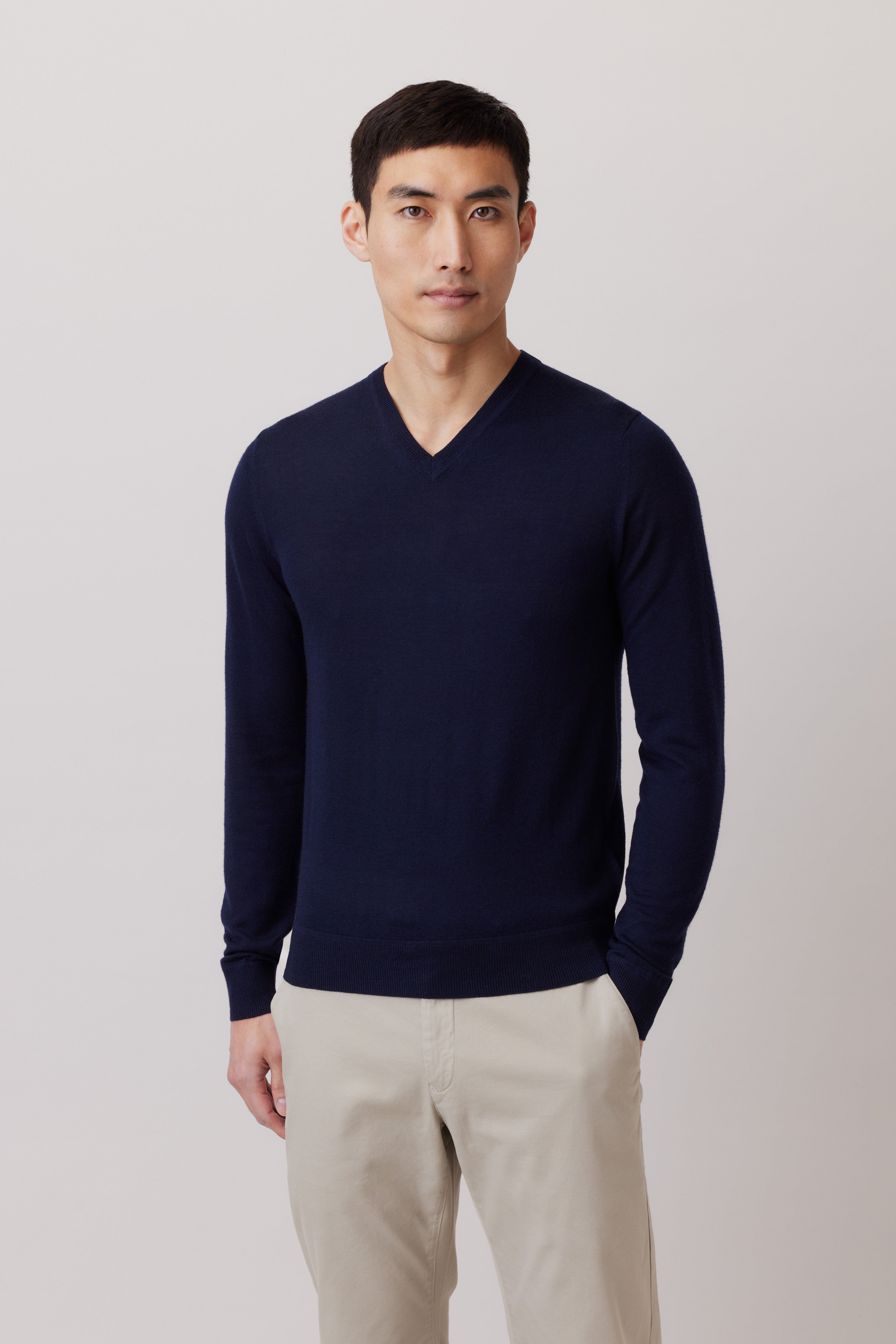 Extra Fine Merino Wool V-neck Sweater