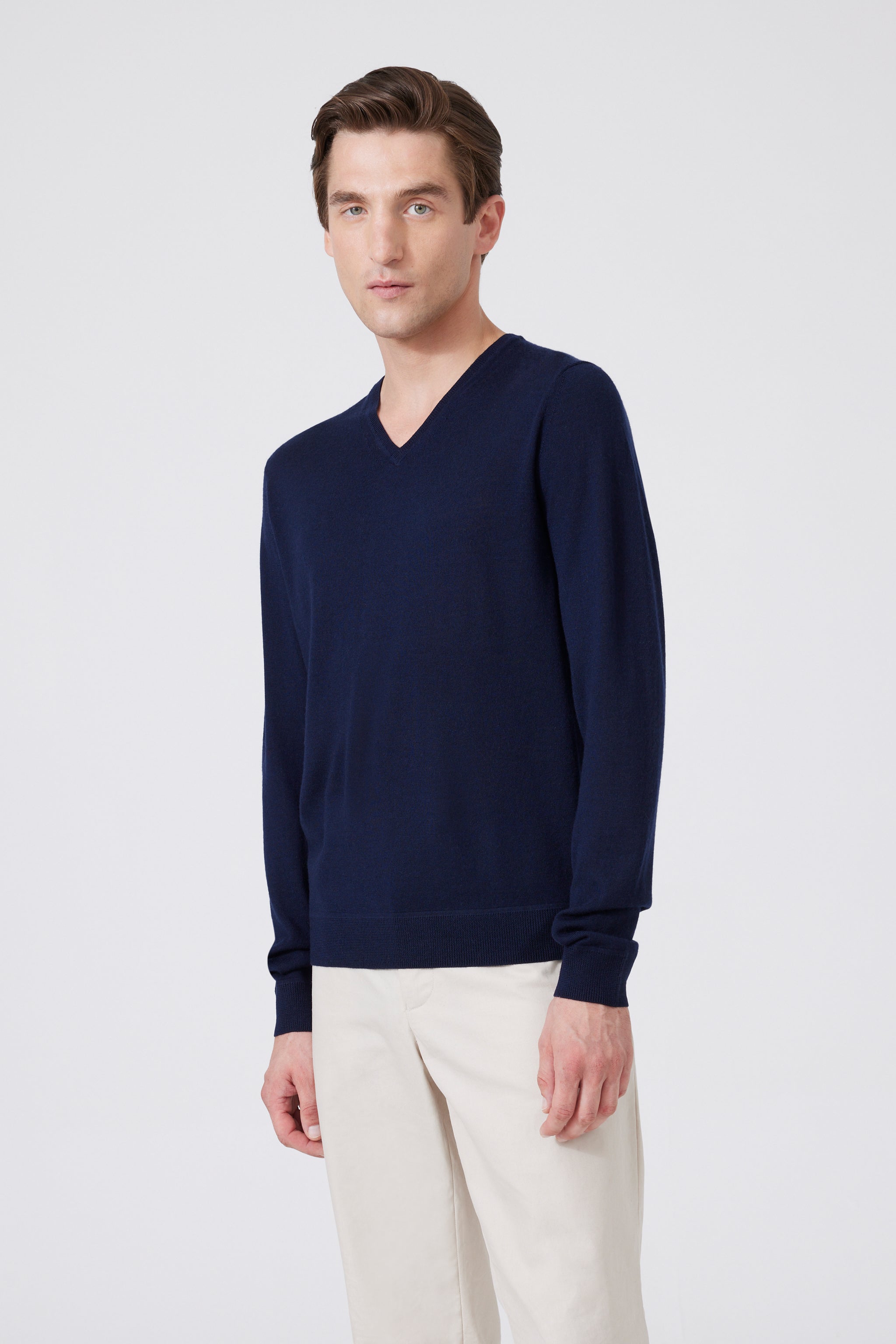 Extra Fine Merino Wool V-neck Sweater