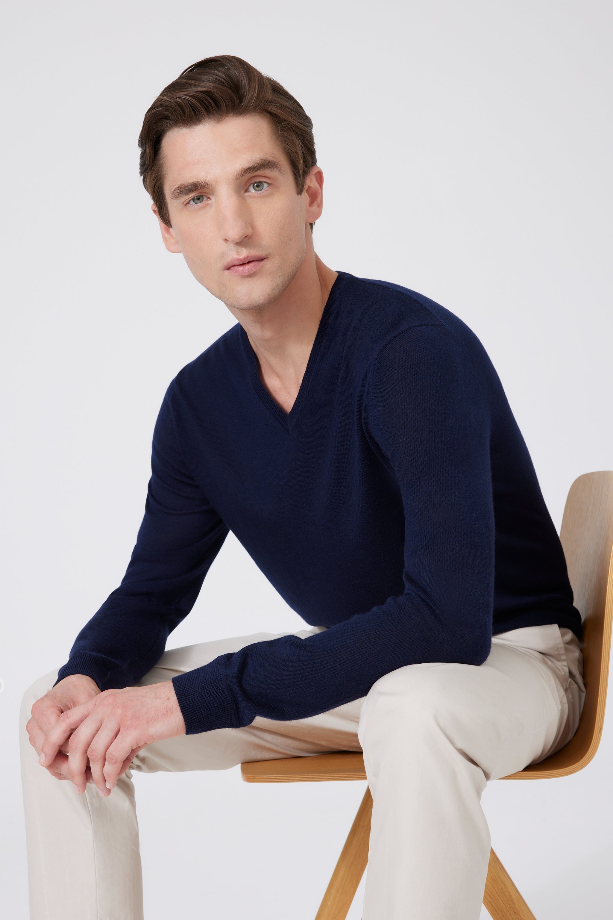 Extra Fine Merino Wool V-neck Sweater