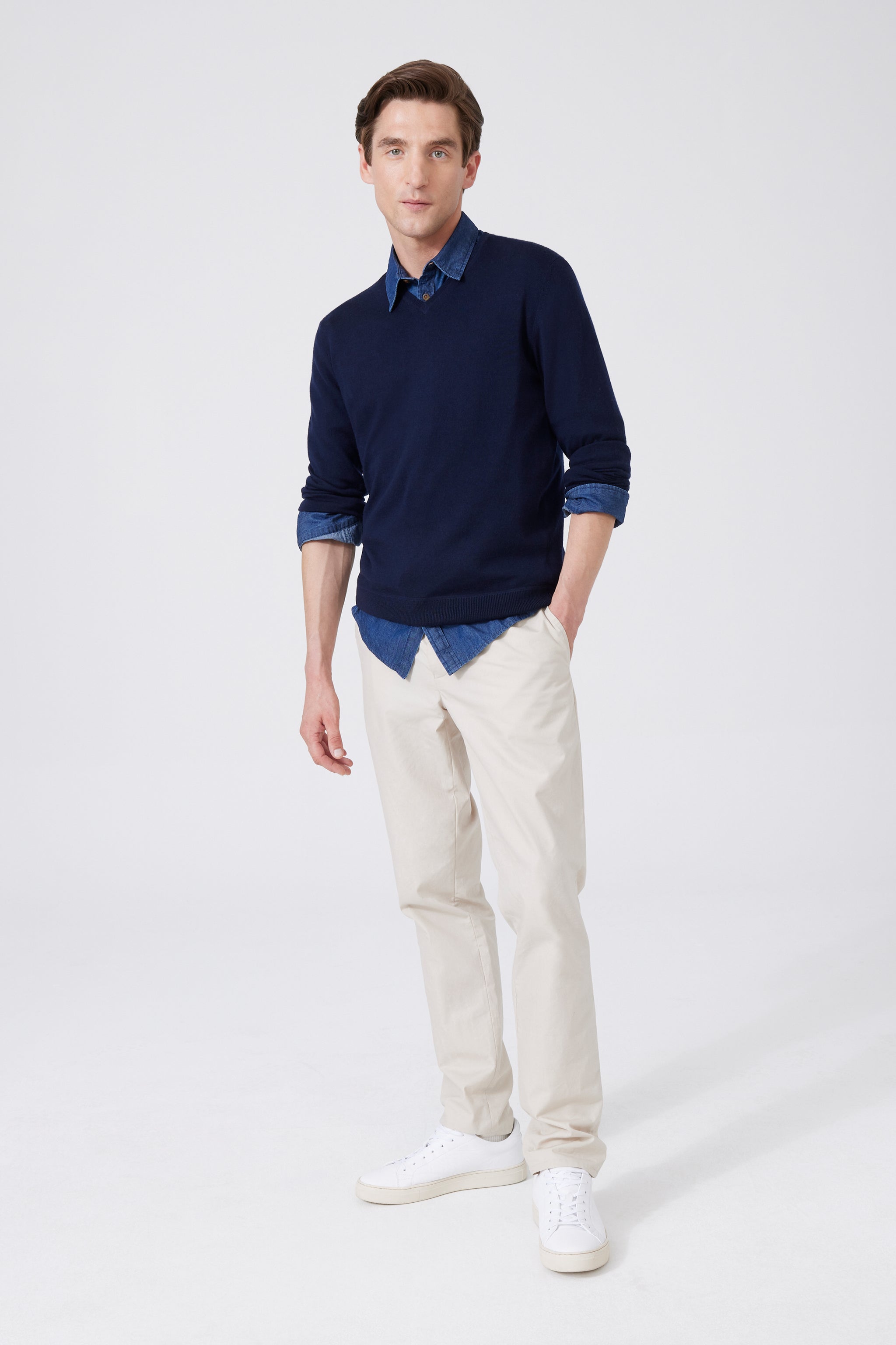 Extra Fine Merino Wool V-neck Sweater