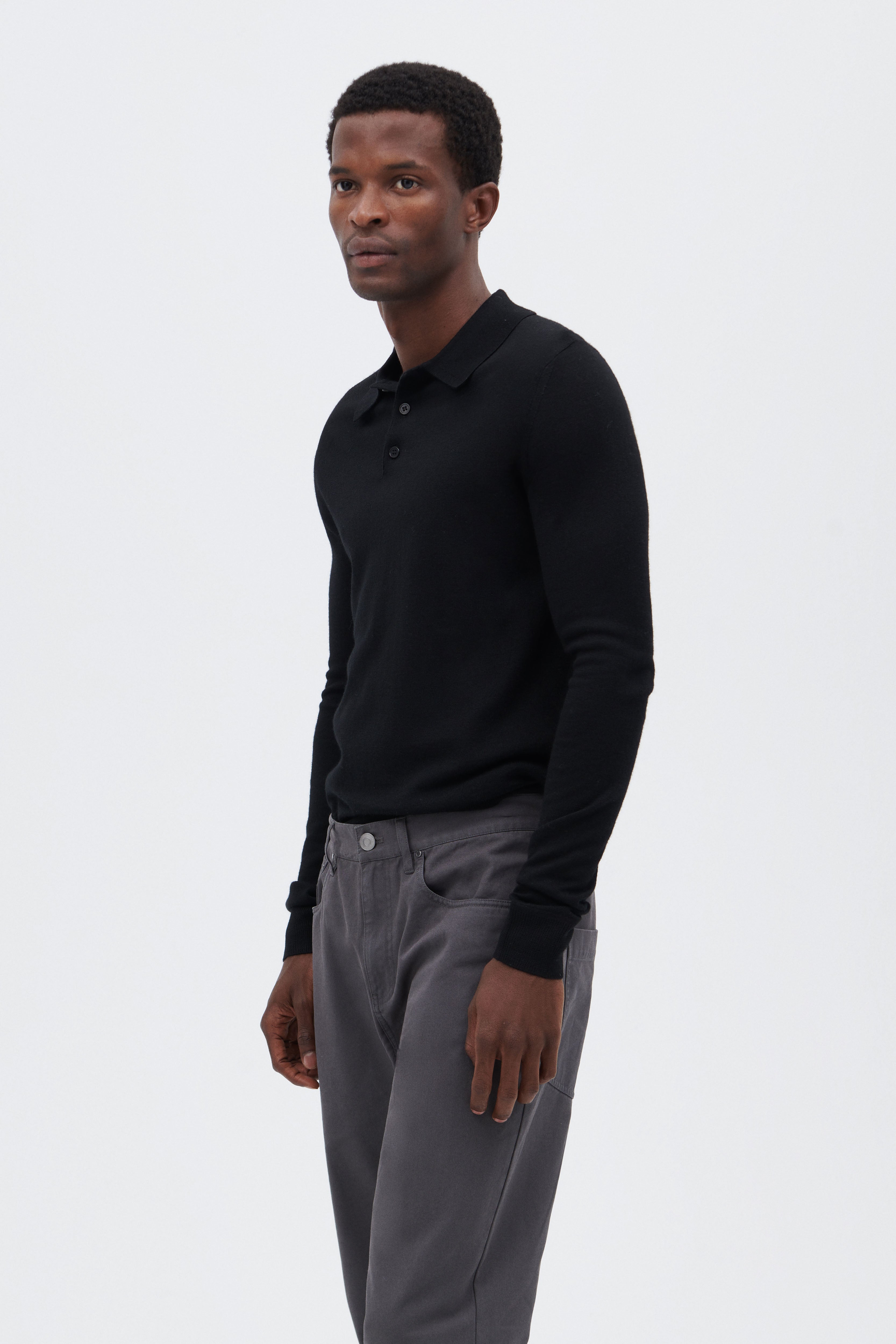 Extra Fine Merino Wool Polo Pullover