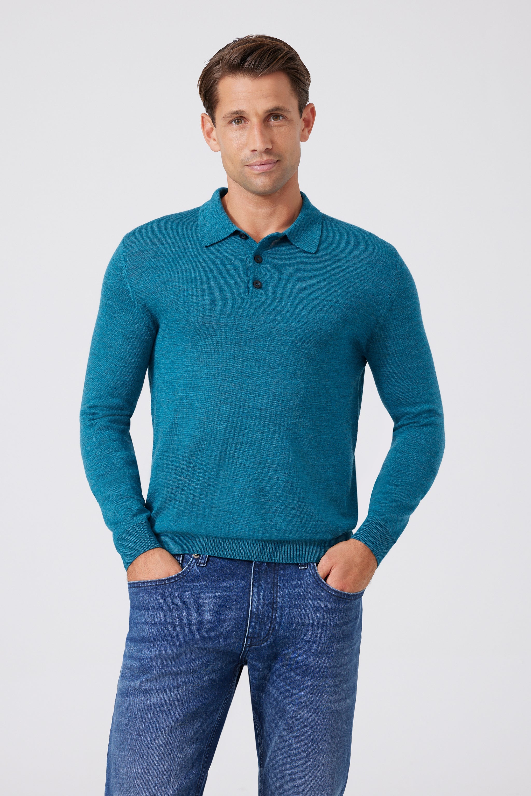 Extra Fine Merino Wool Polo Sweater