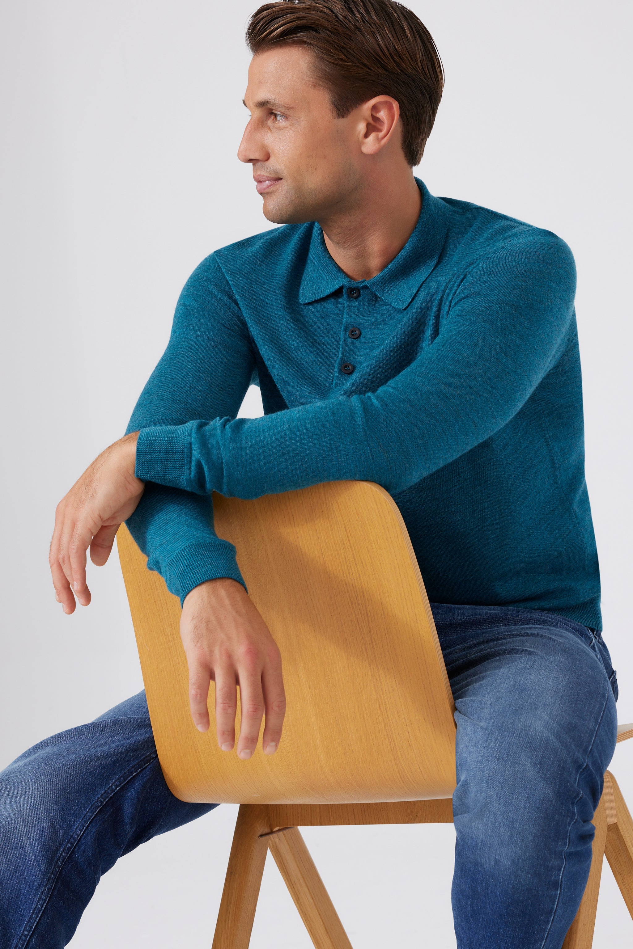 Extra Fine Merino Wool Polo Sweater