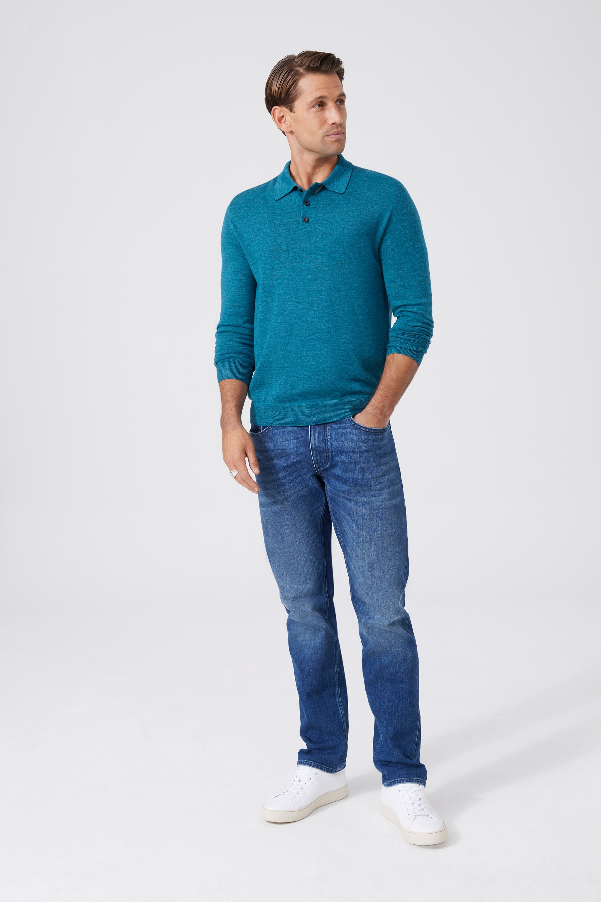 Extra Fine Merino Wool Polo Pullover