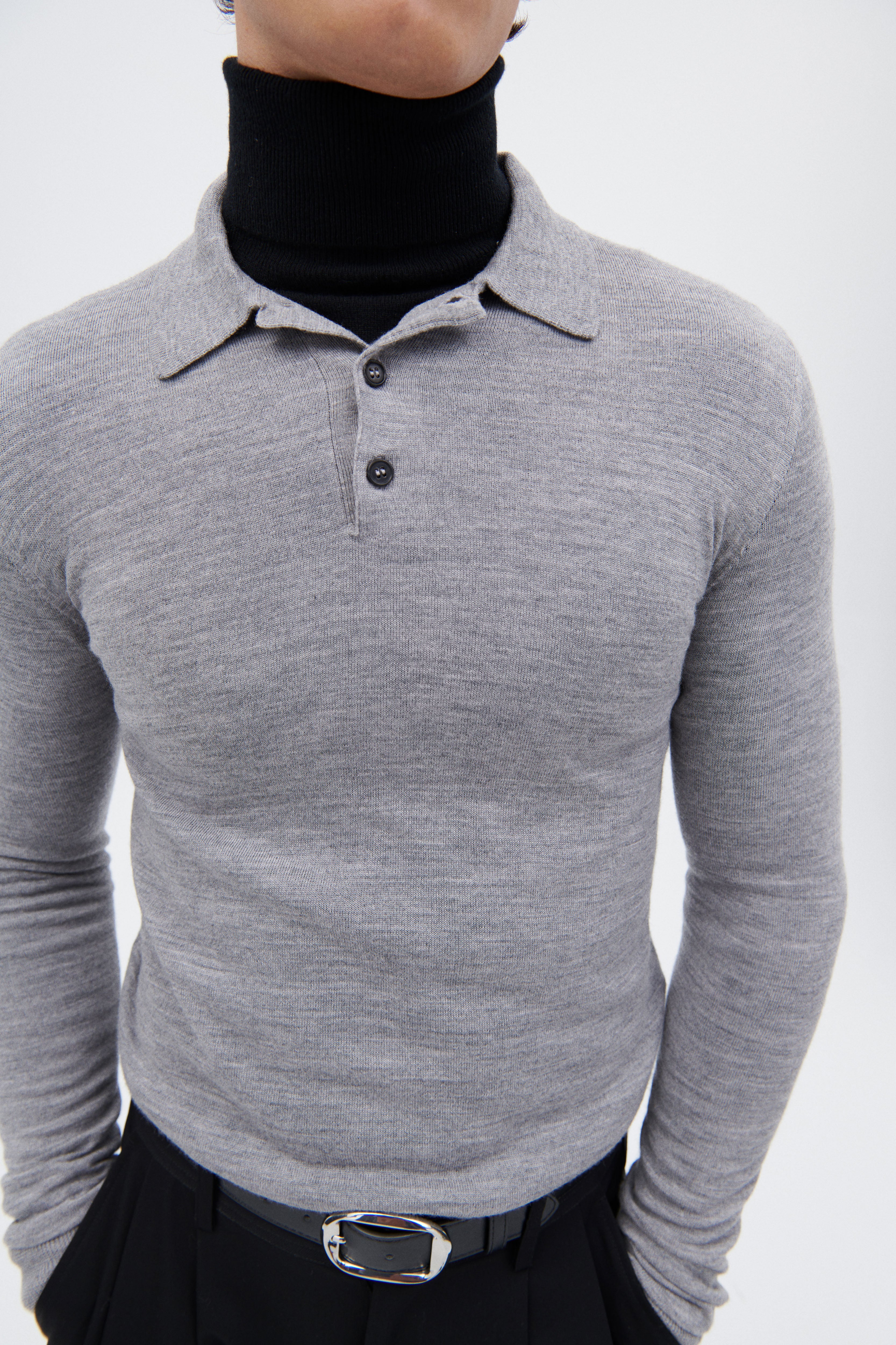 Extra Fine Merino Wool Polo Sweater