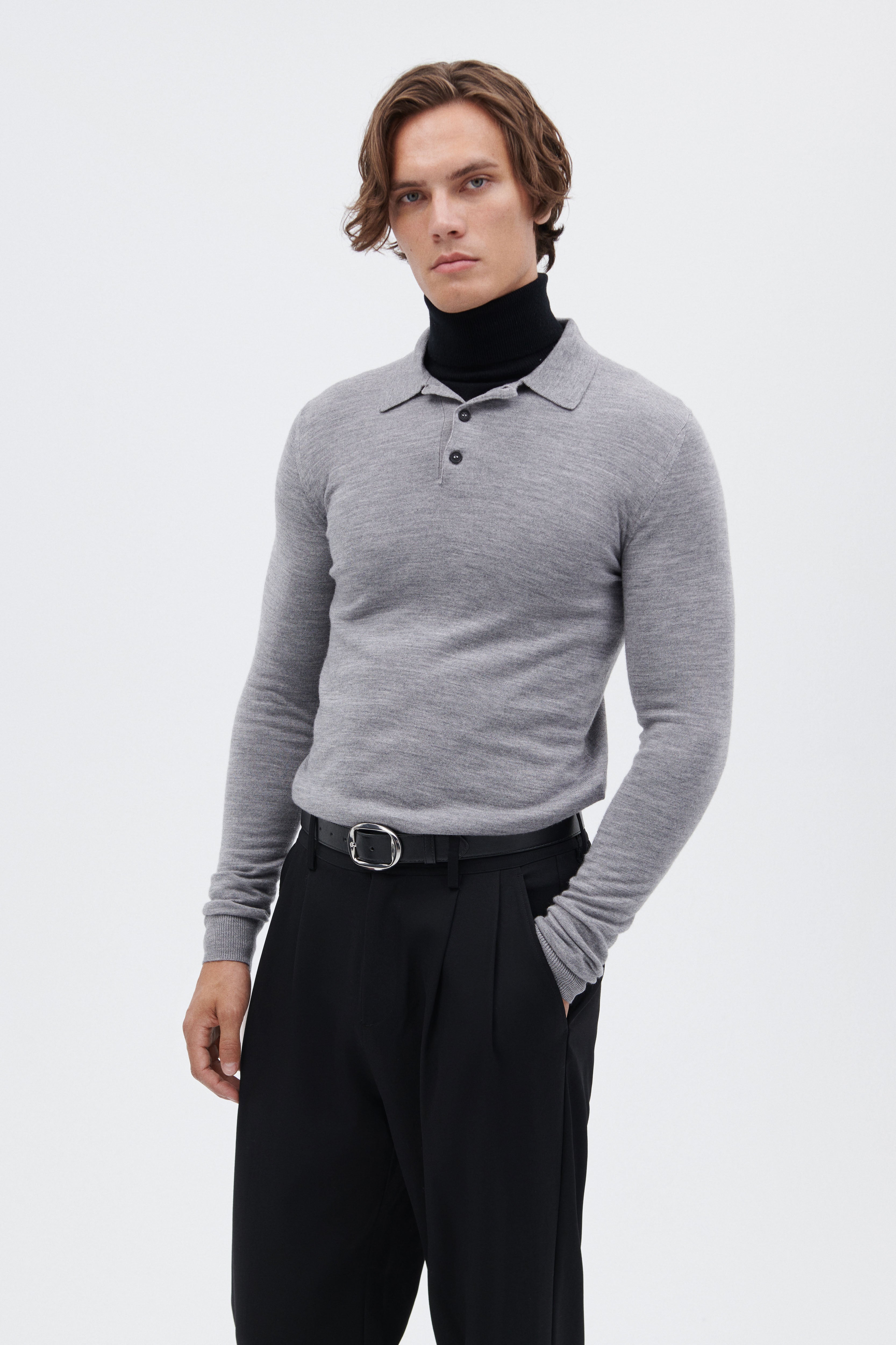 Extra Fine Merino Wool Polo Sweater