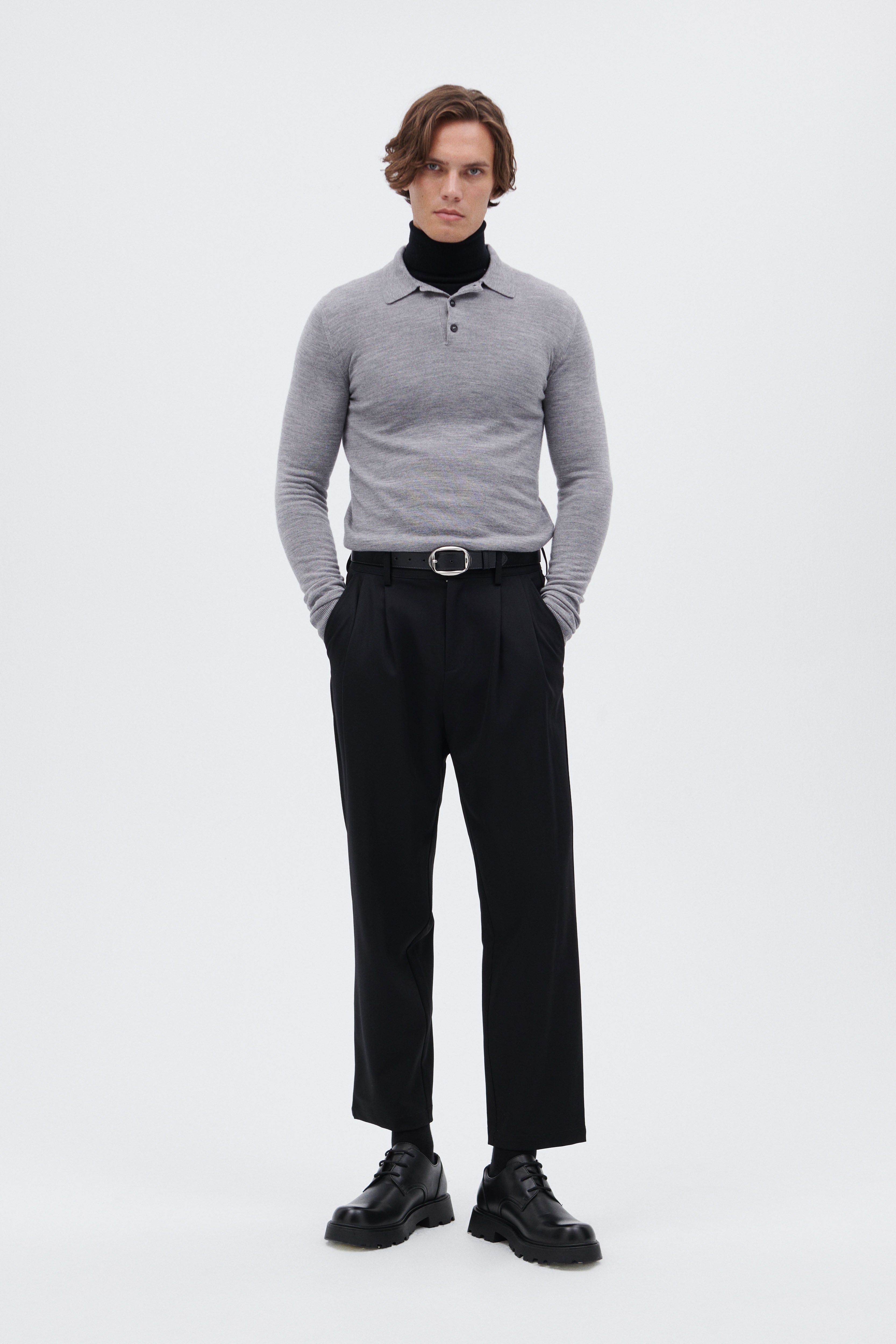 Extra Fine Merino Wool Polo Sweater