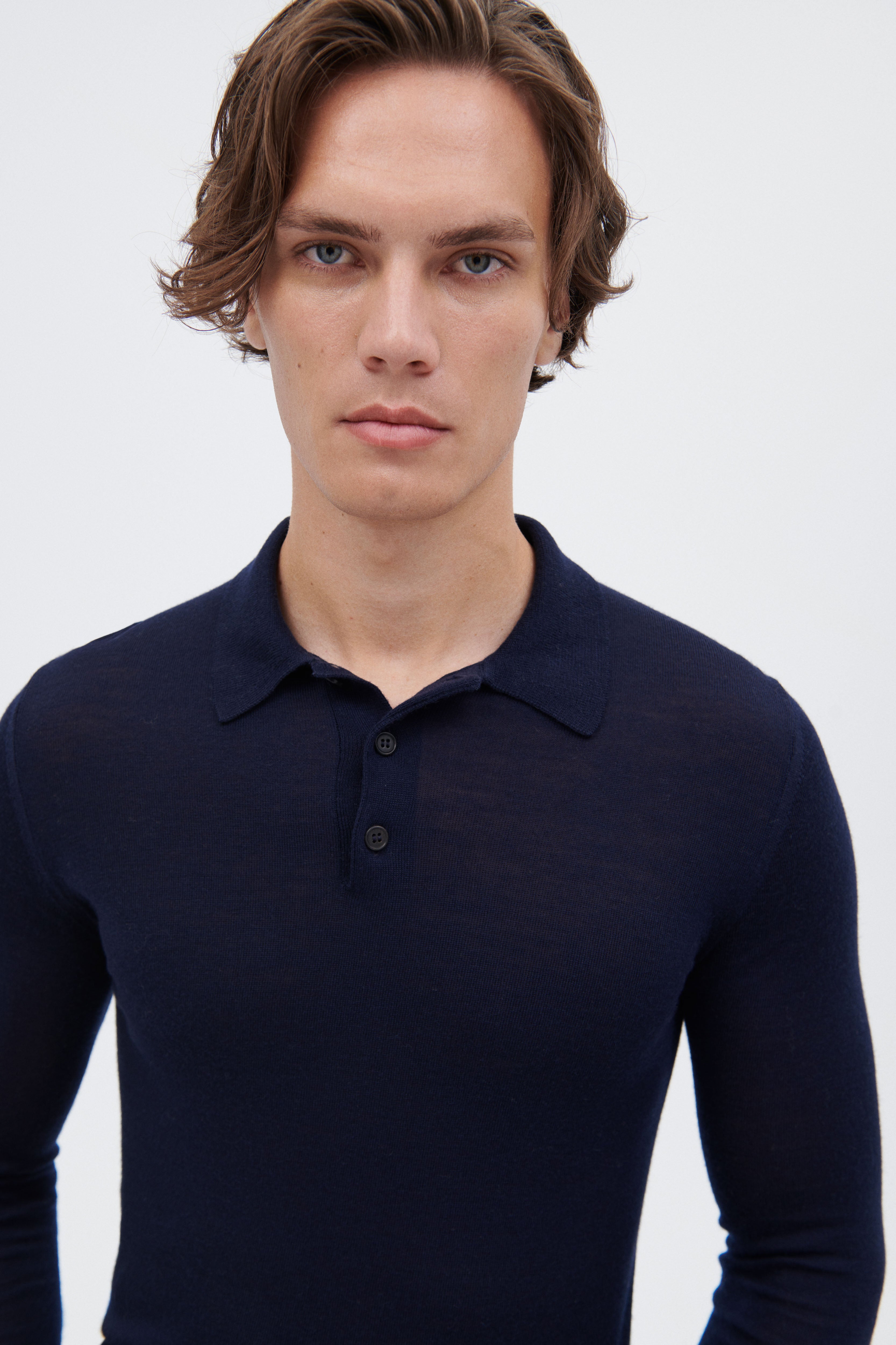 Extra Fine Merino Wool Polo Sweater