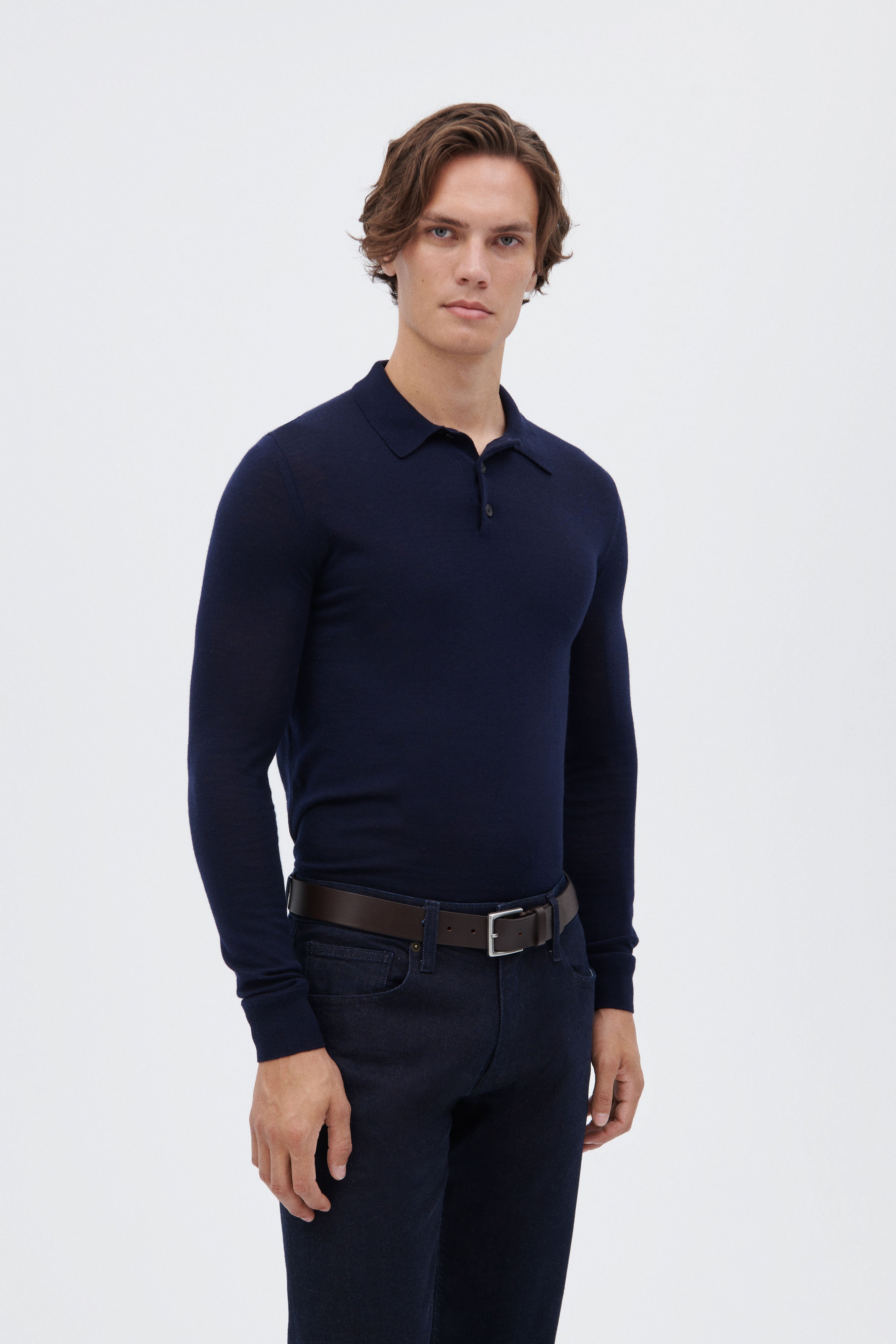 Extra Fine Merino Wool Polo Pullover