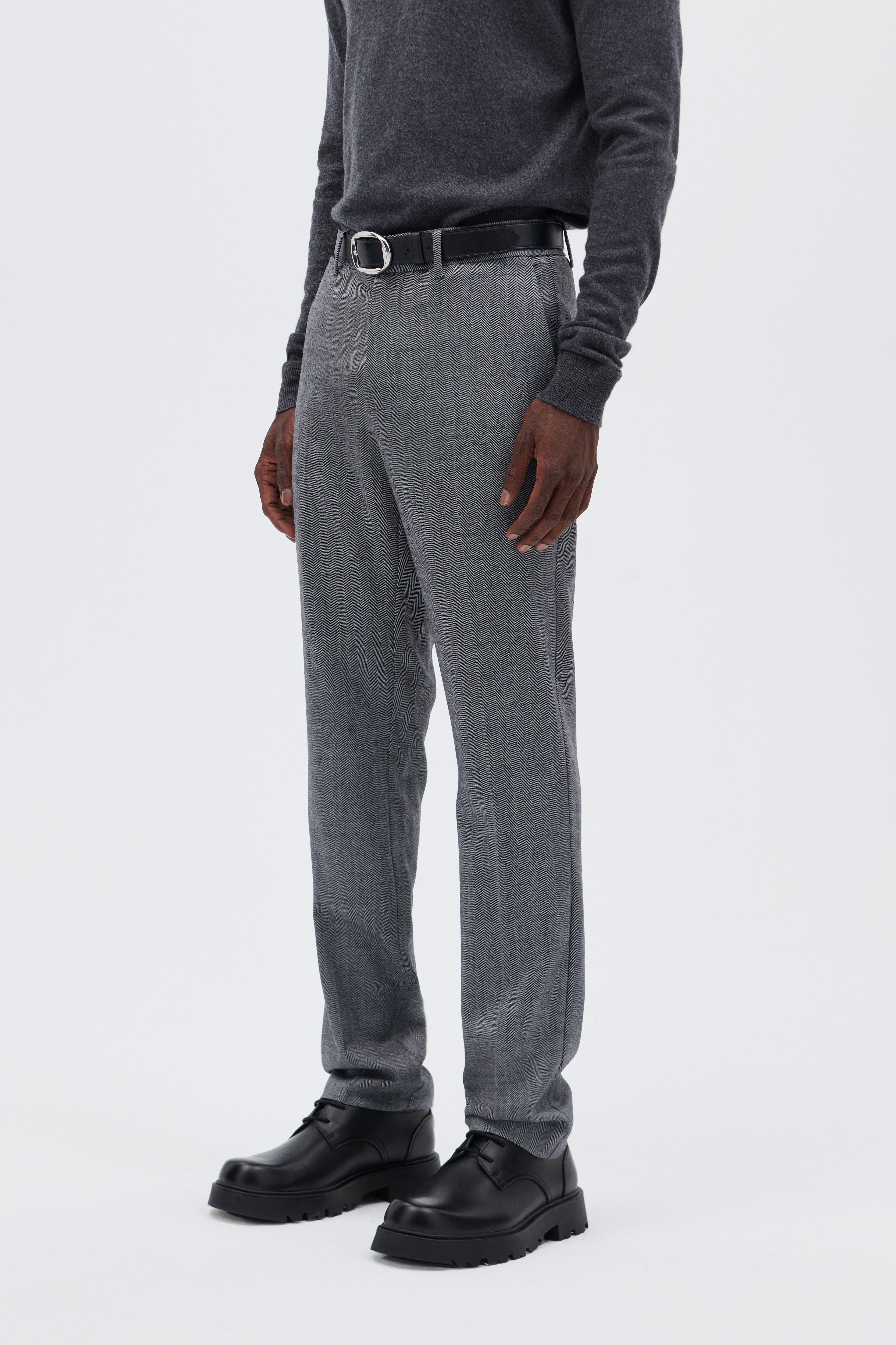 Pants with Herringbone Pattern