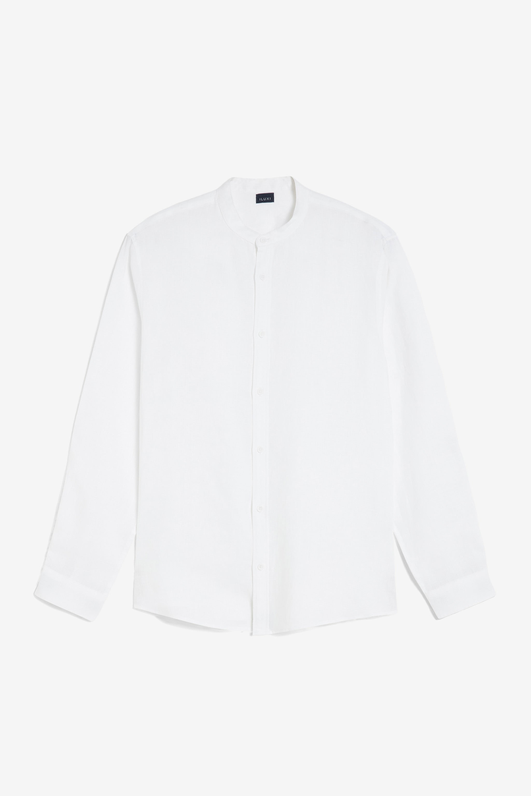 Linen Shirt with Stand-up Collar