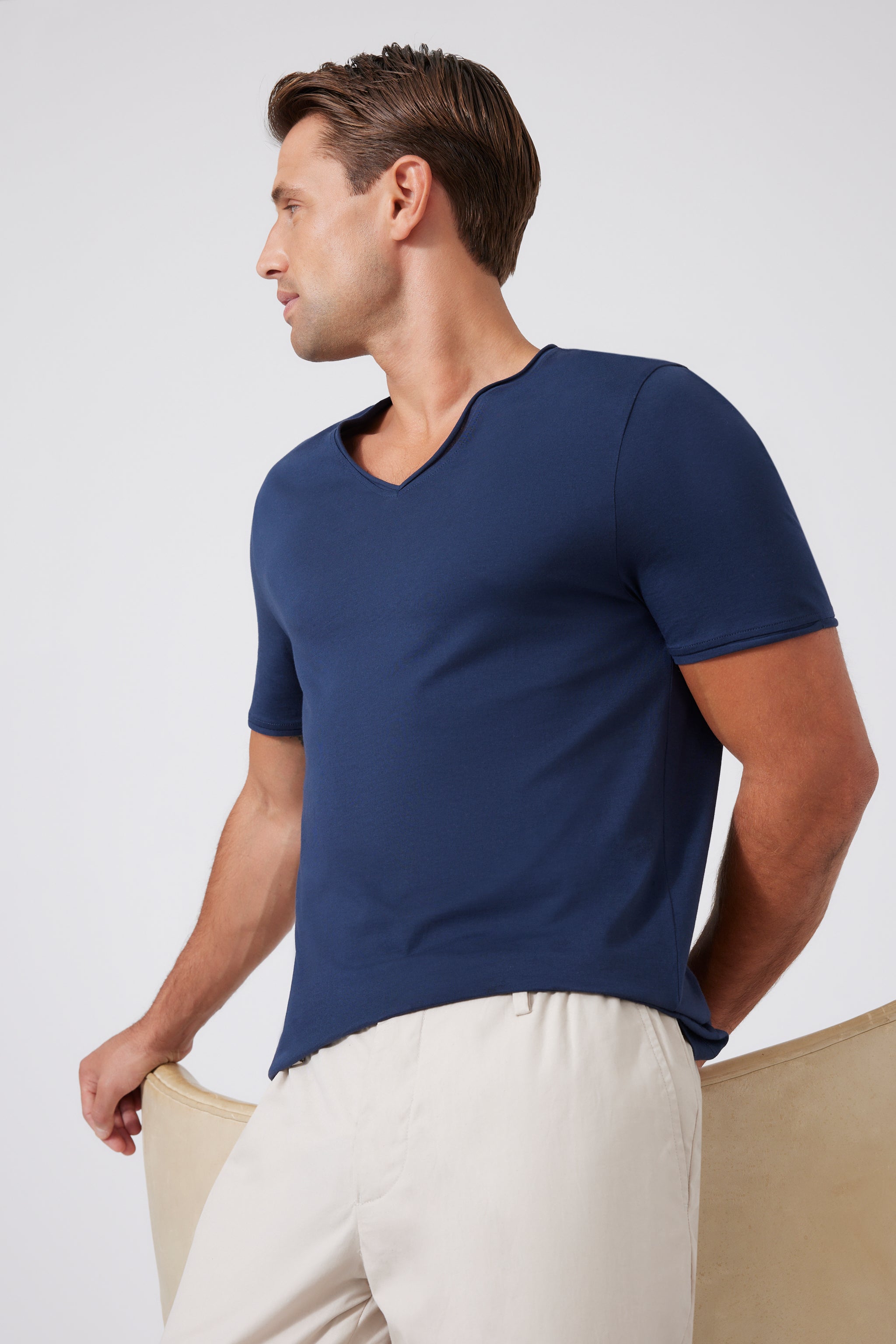 Pima Cotton V-neck T-Shirt 