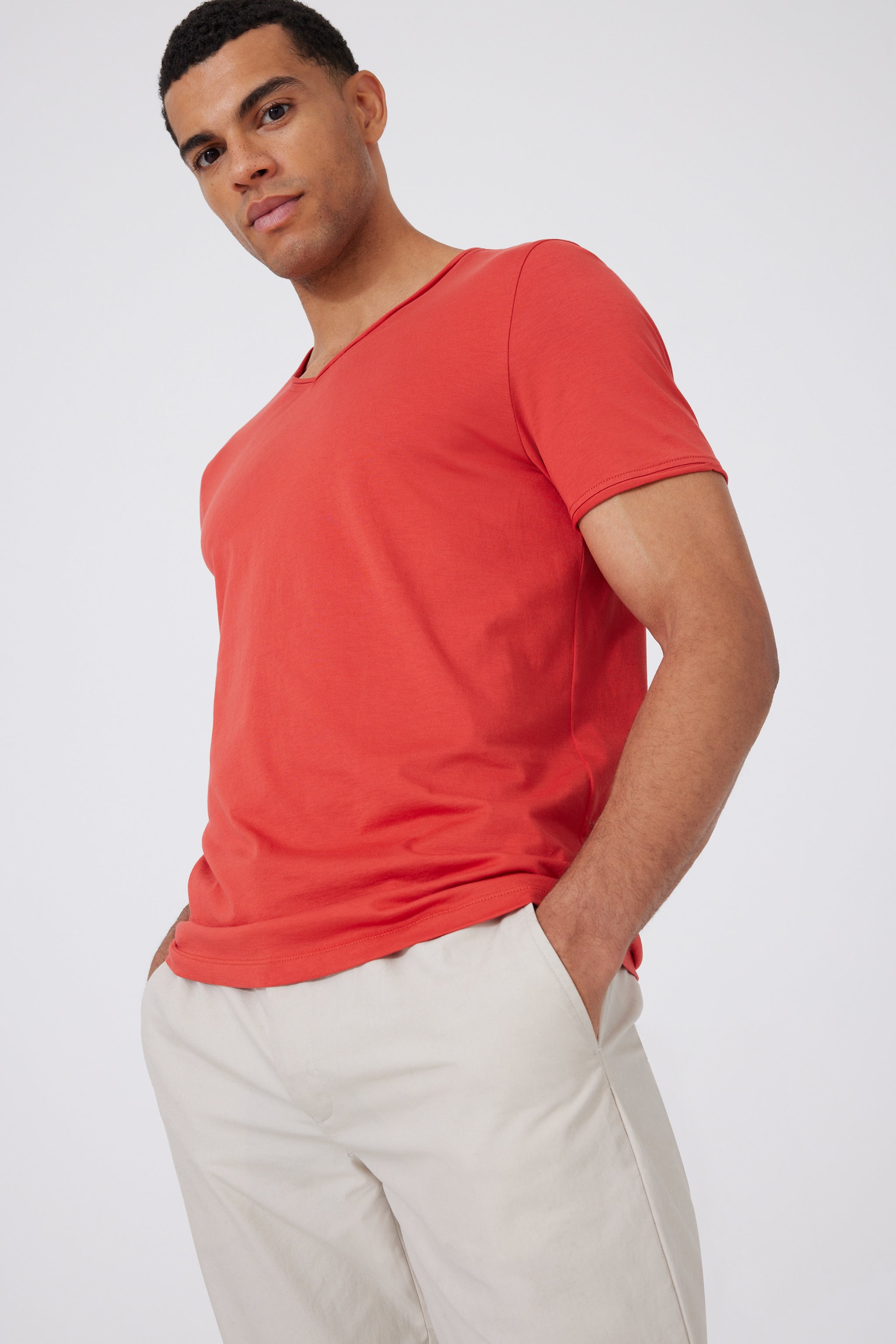 Pima Cotton V-neck T-Shirt 