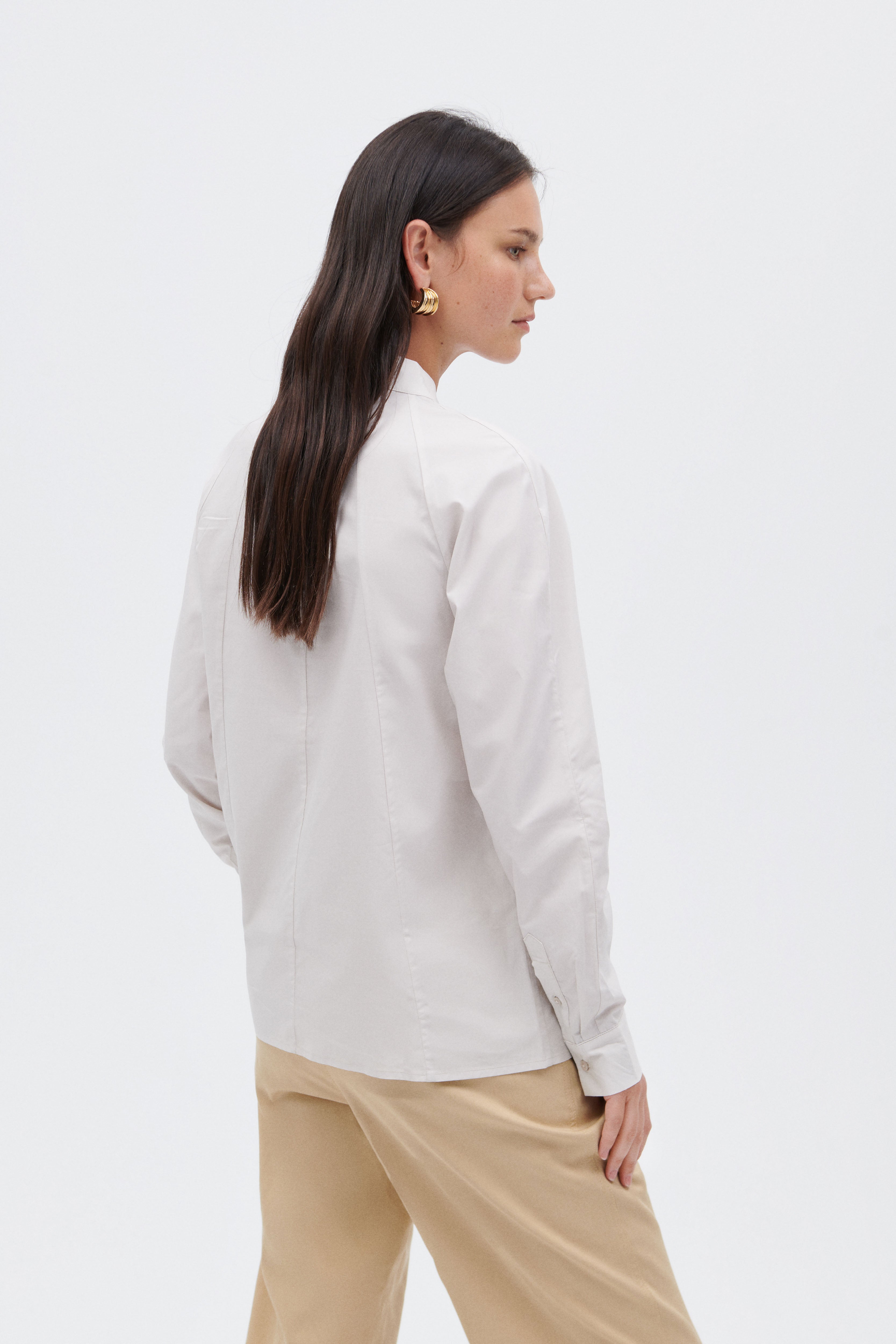 Cotton TENCEL™ Collarless Blouse