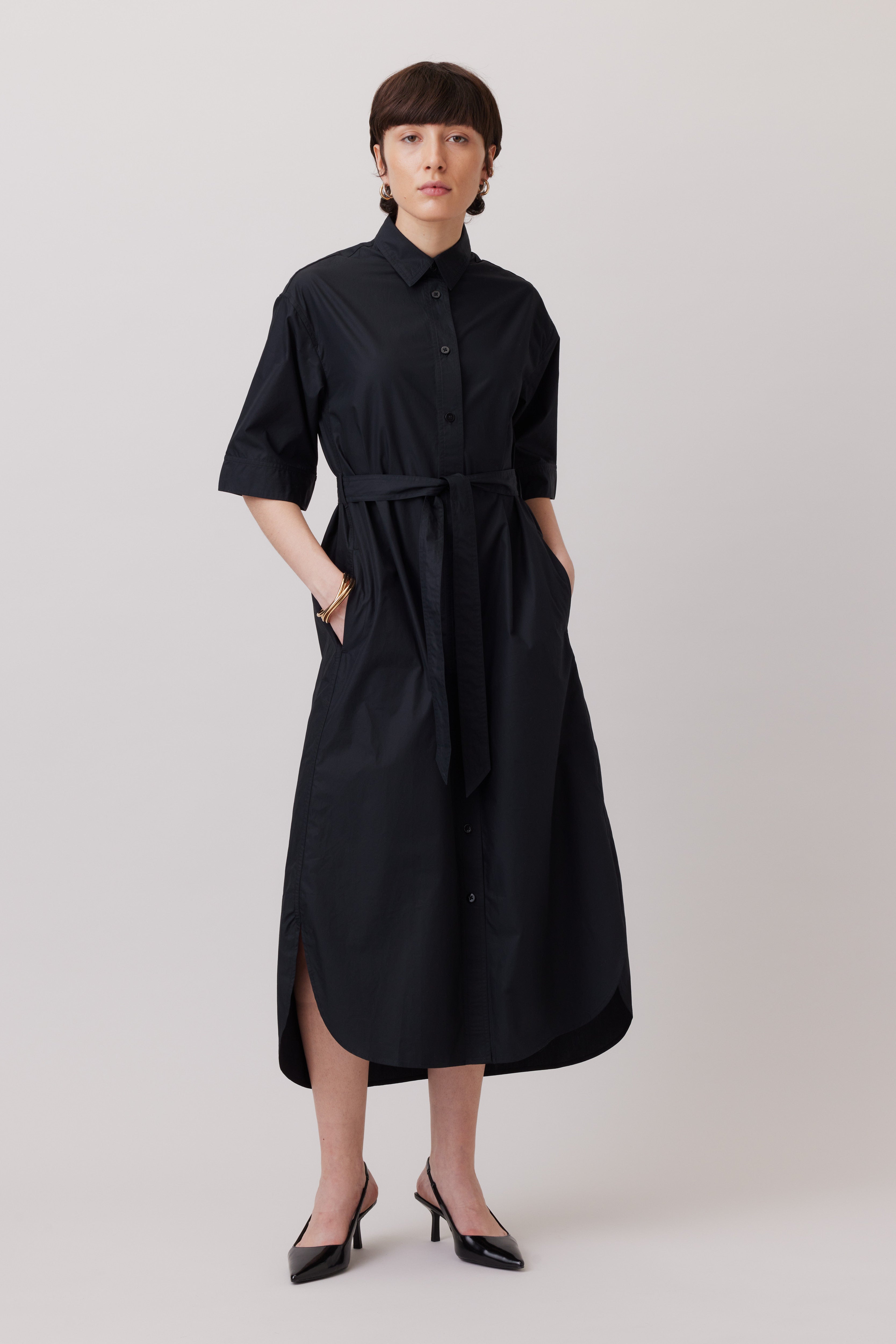 Blouse Dress with Tie Belt