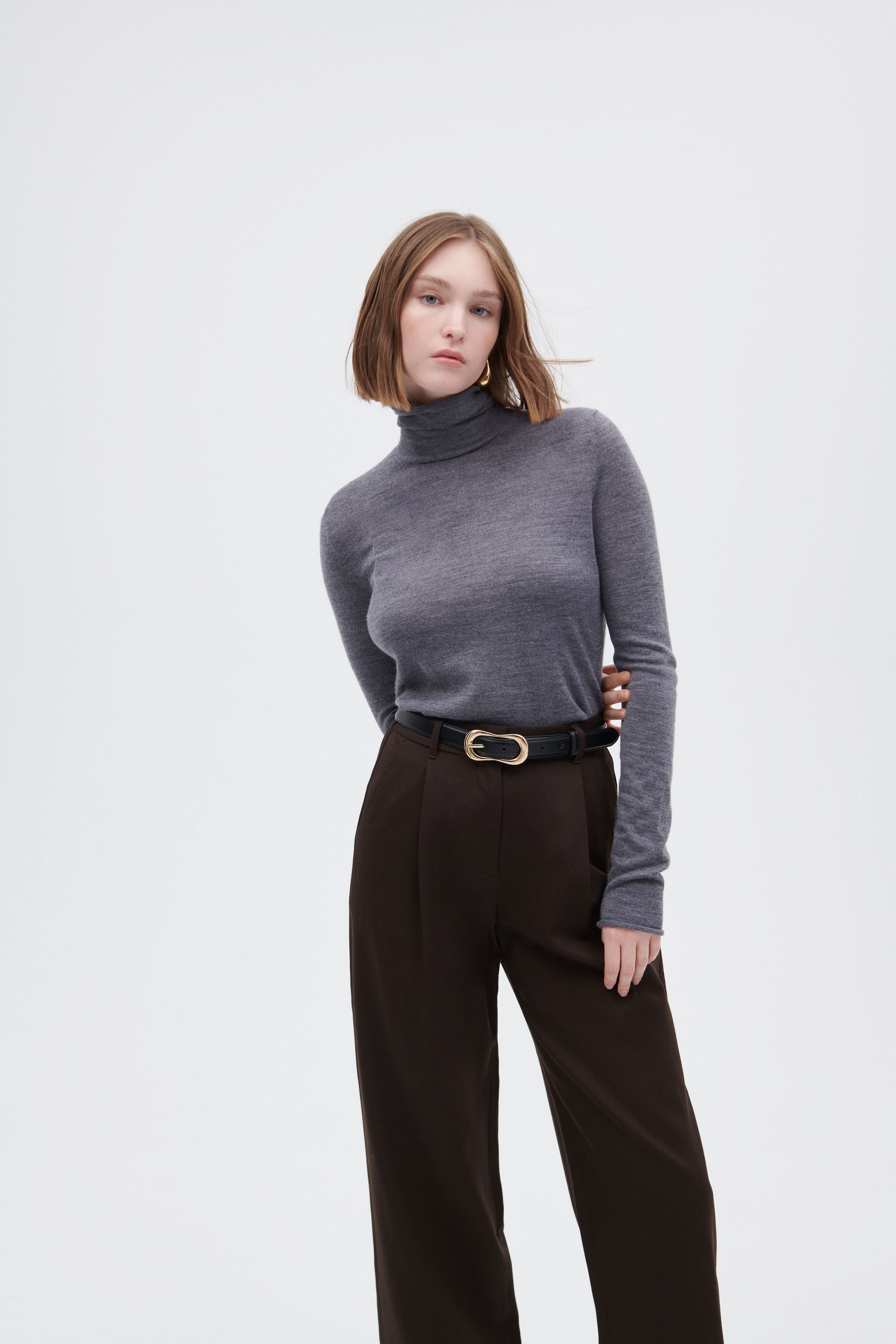 Rollkragenpullover aus Schurwolle und Cashmere