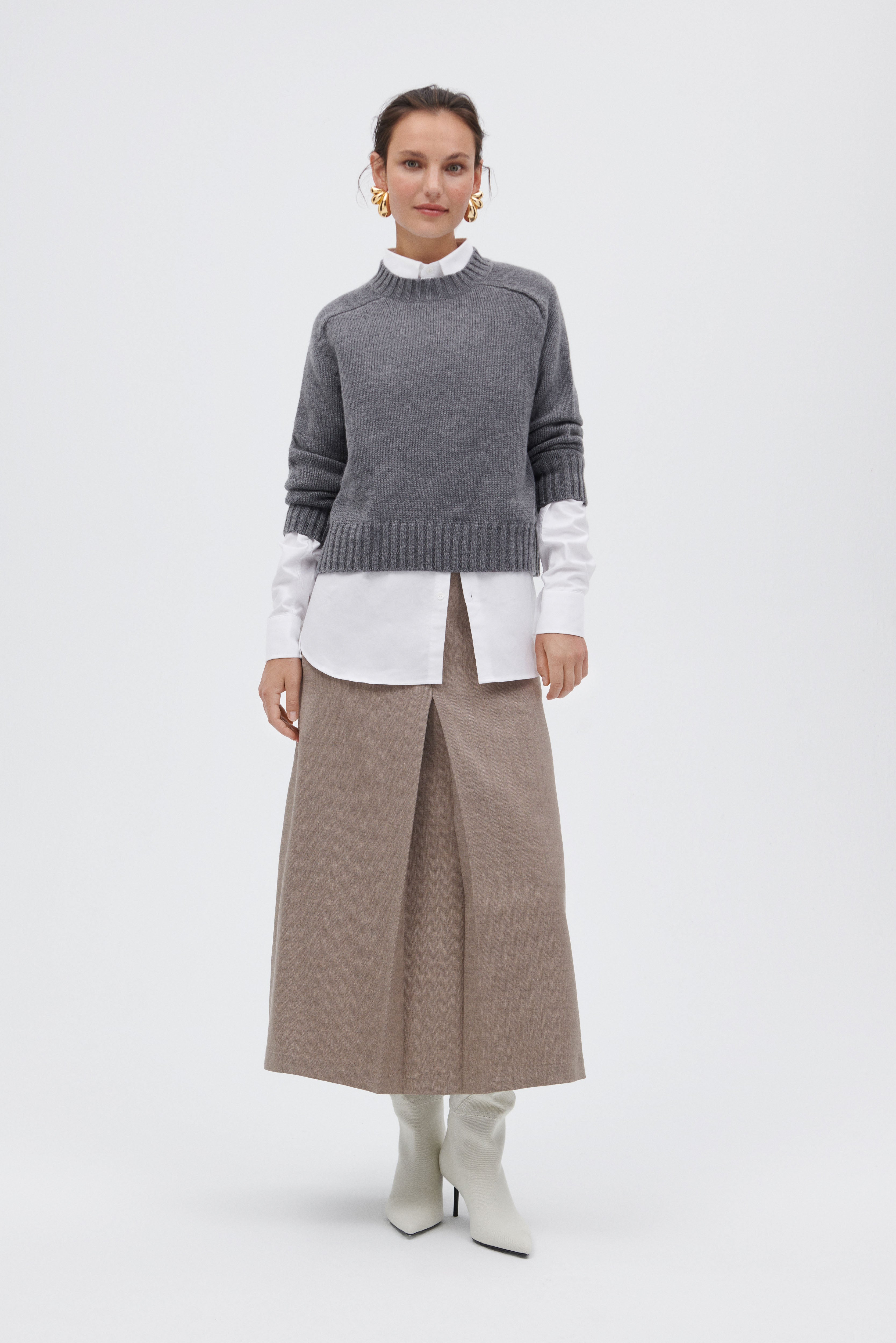 Knitted Sweater in Virgin Wool and Cashmere