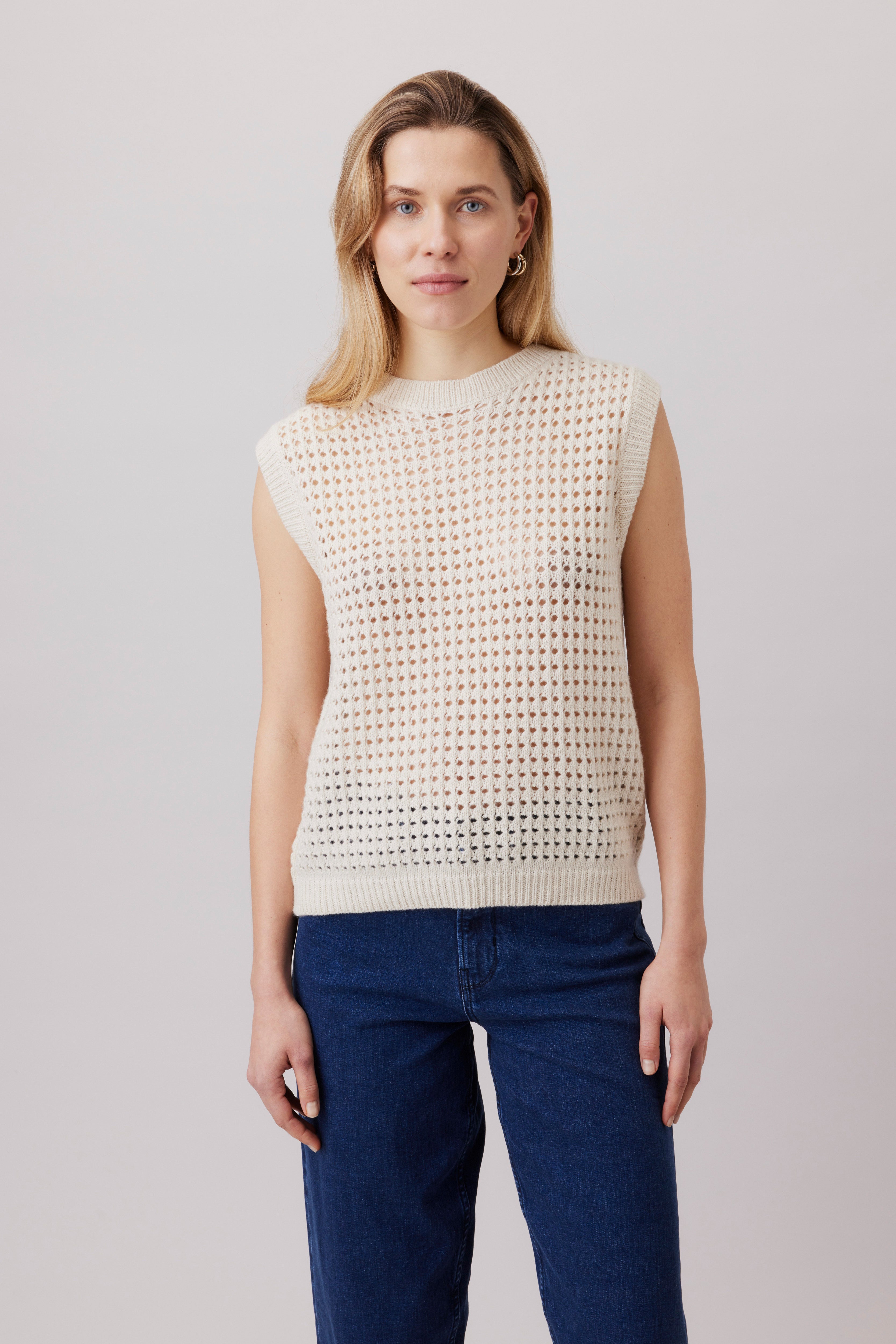 Crochet-Pullunder mit Cashmere