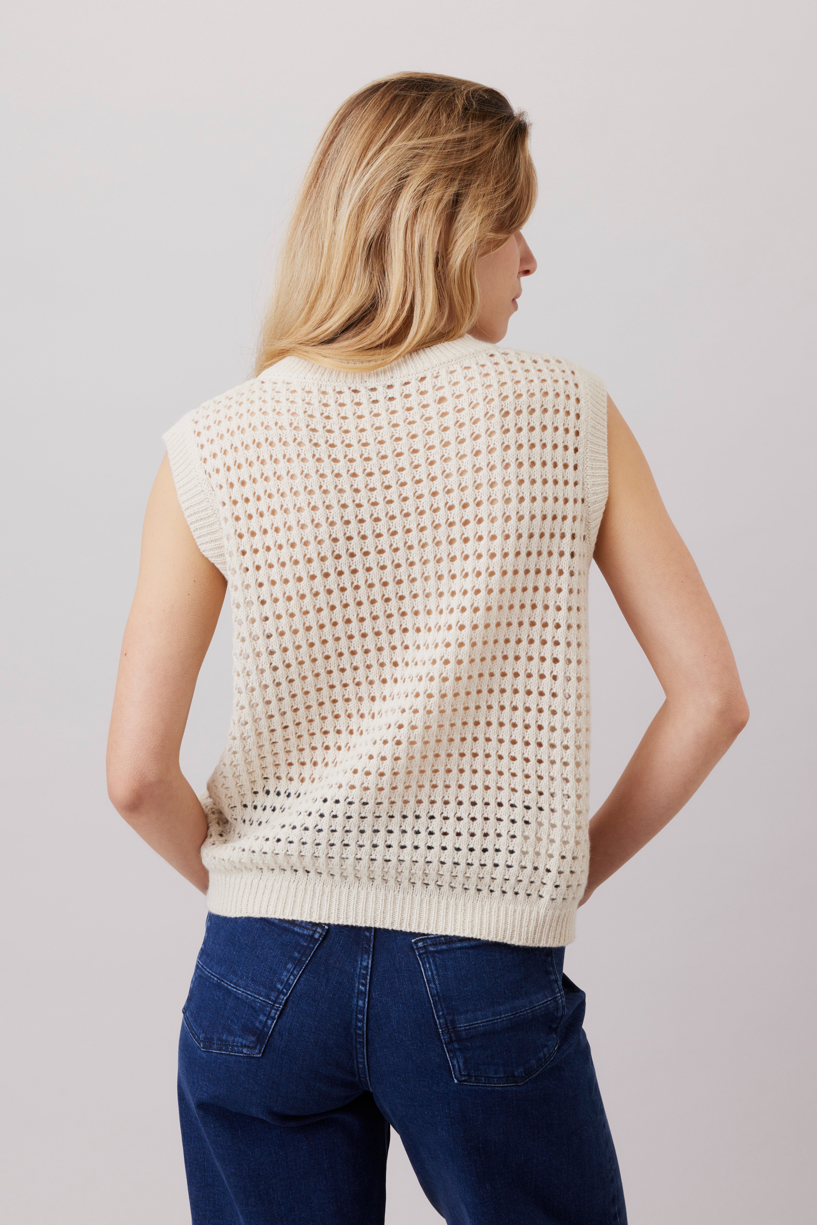 Crochet-Pullunder mit Cashmere