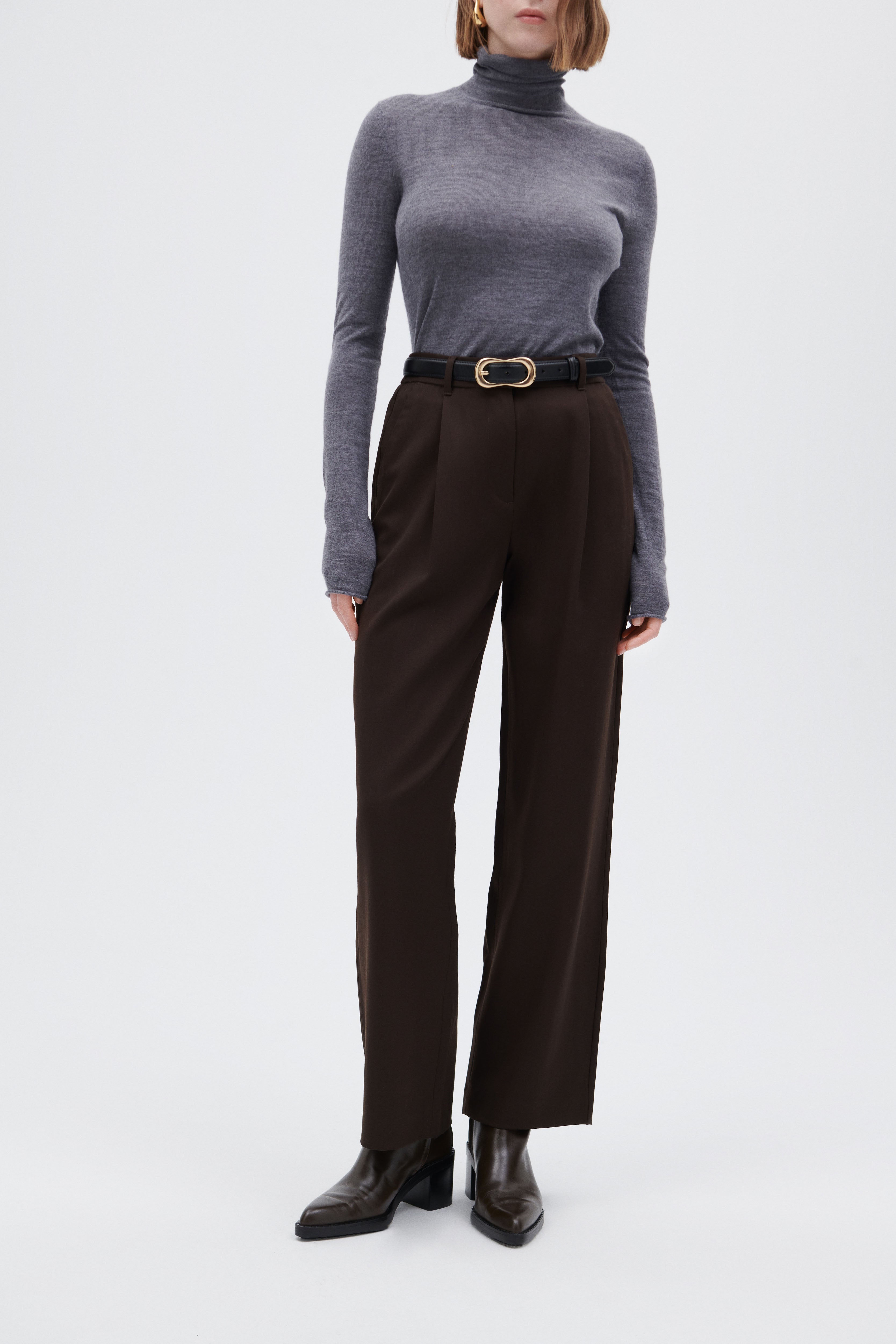 Pure Virgin Wool Pants with Pleats